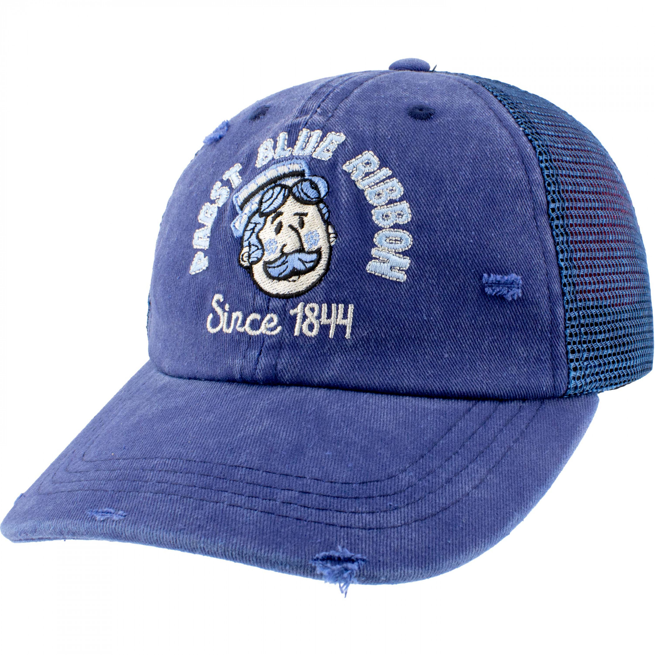 Pabst Blue Ribbon Bartender Since 1844 Distressed Snapback Hat