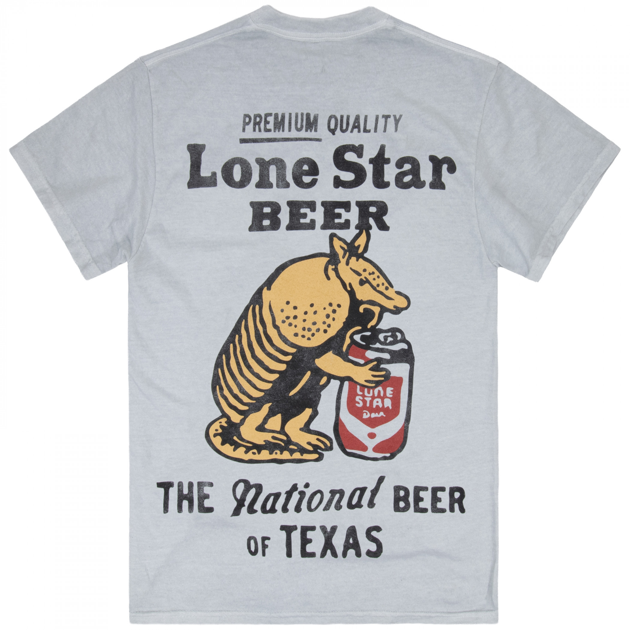 Lone Star National Beer of Texas Armadillo Front Back Print Mineral Wash T-Shirt