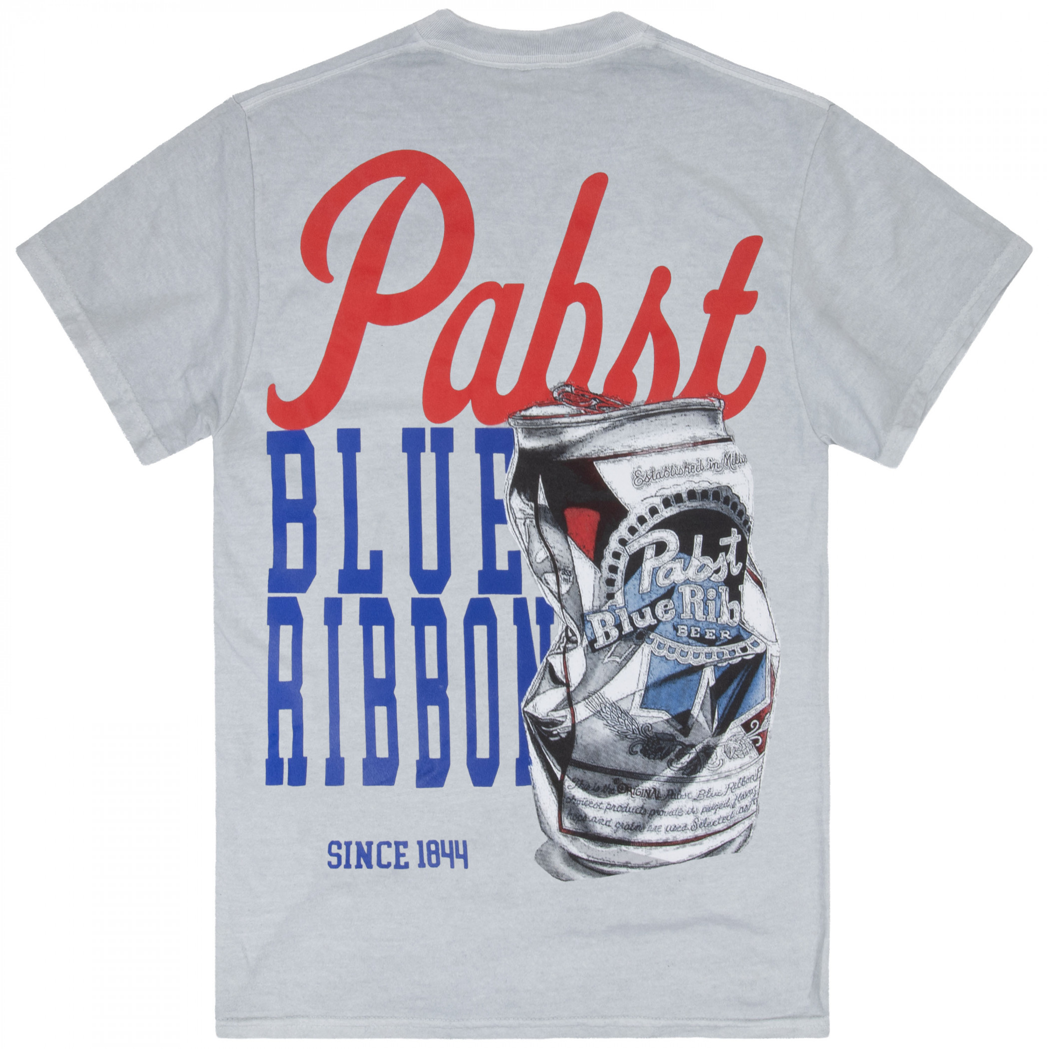 Pabst Blue Ribbon Crushed Can Front and Back Print Mineral Wash T-Shirt