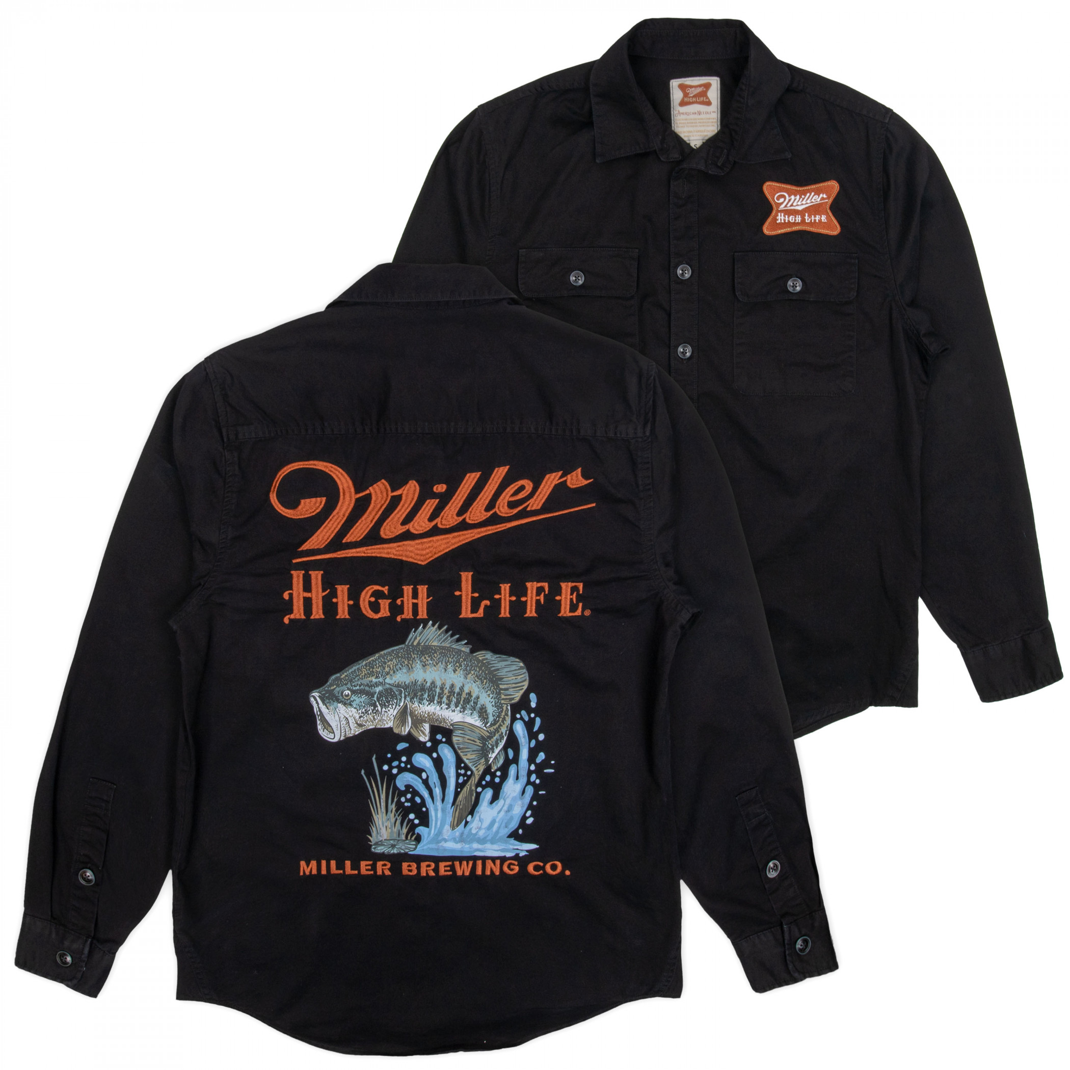 Miller High Life Largemouth Bass Front and Back Print Logger's Jacket