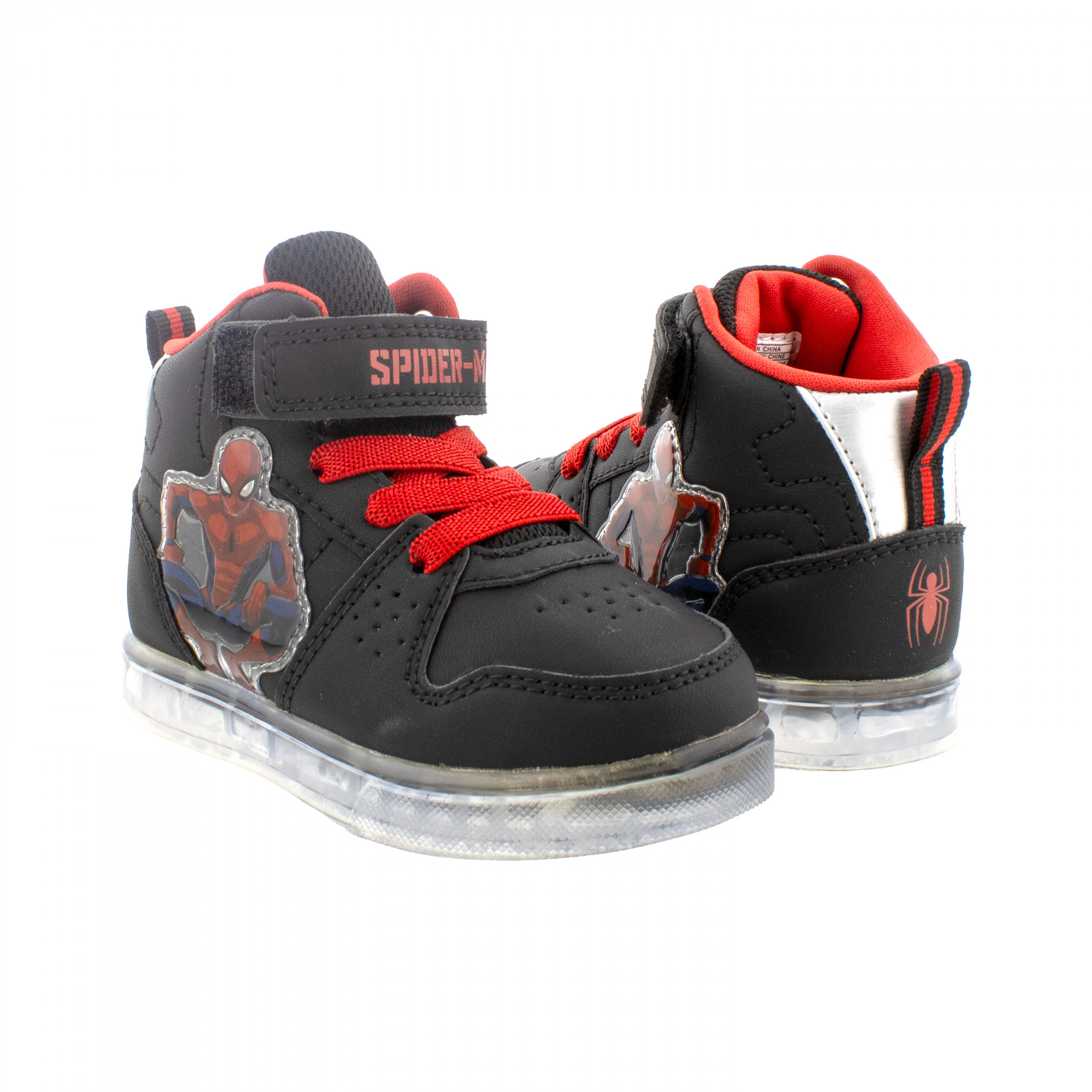 Spider-Man Black High Top Light-Up Kid's Sneakers, Black