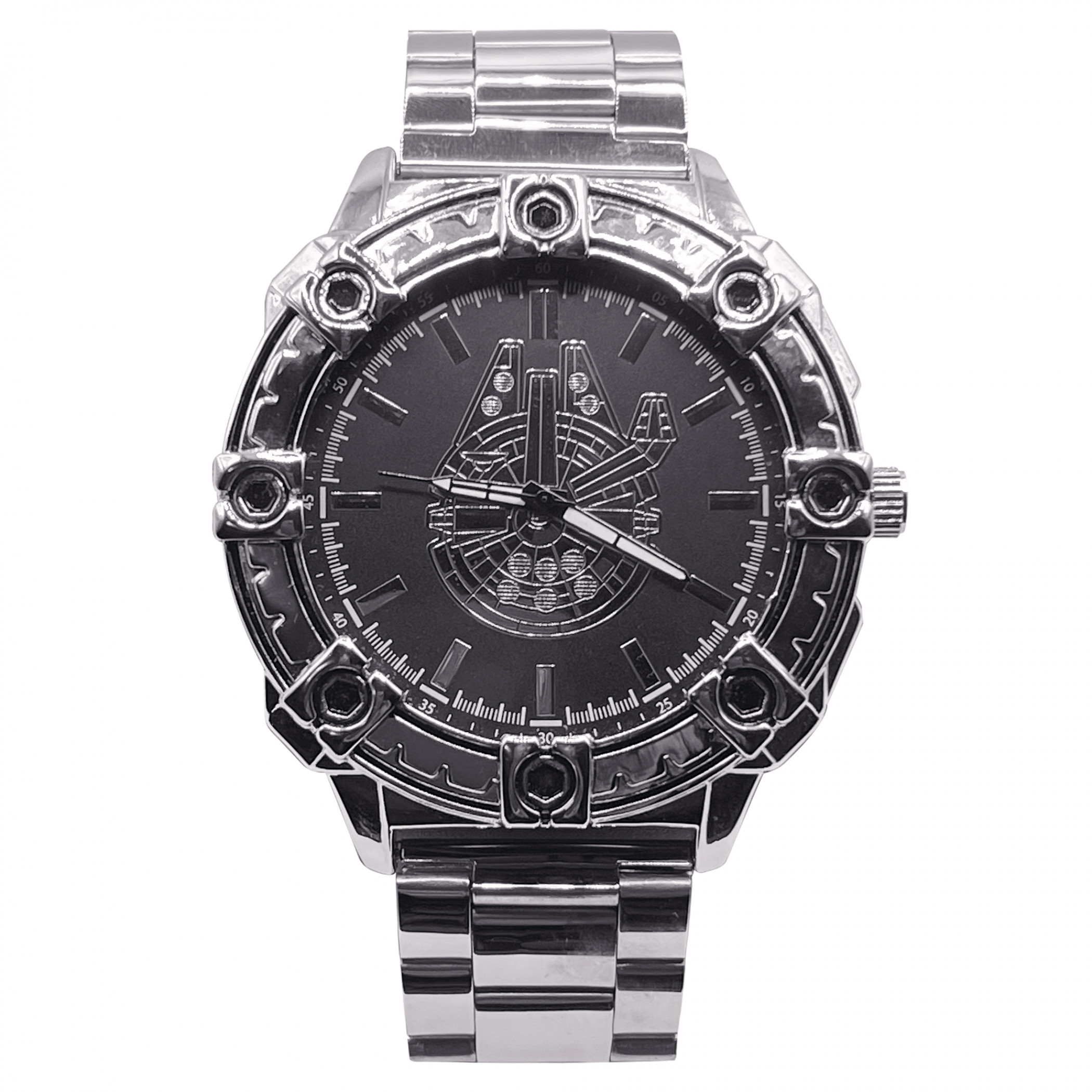Star Wars Silver Millennium Falcon Analog Watch with Metal Band, Silver