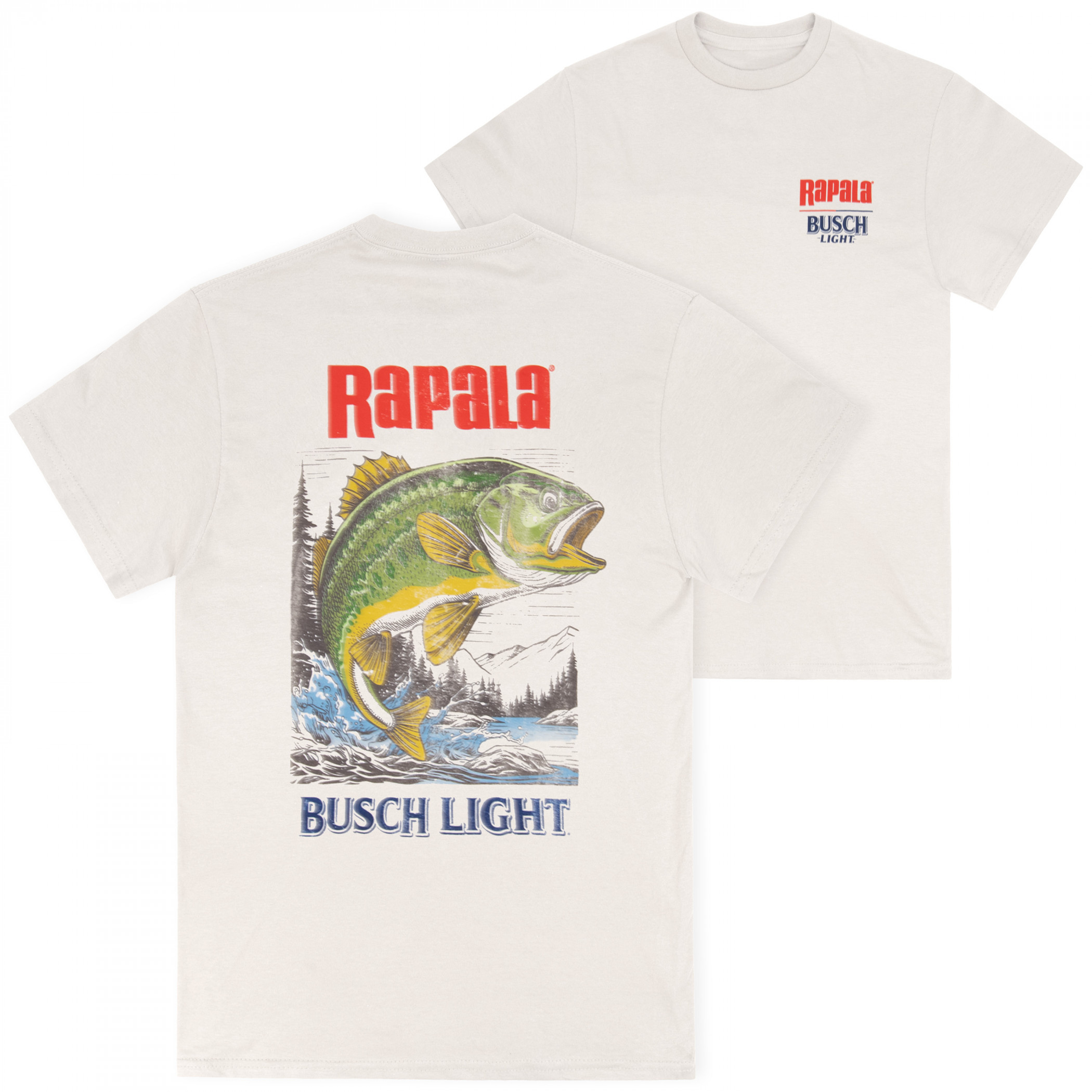Busch Light & Rapala Jumping Bass Front & Back Print T-Shirt
