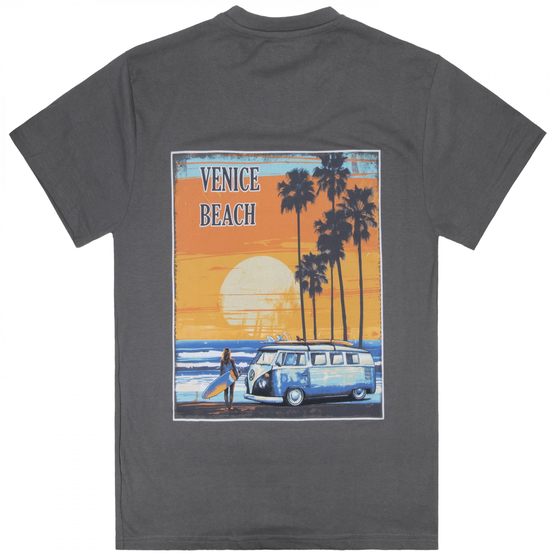 Volkswagen Bus Venice Beach Front and Back Print T-Shirt