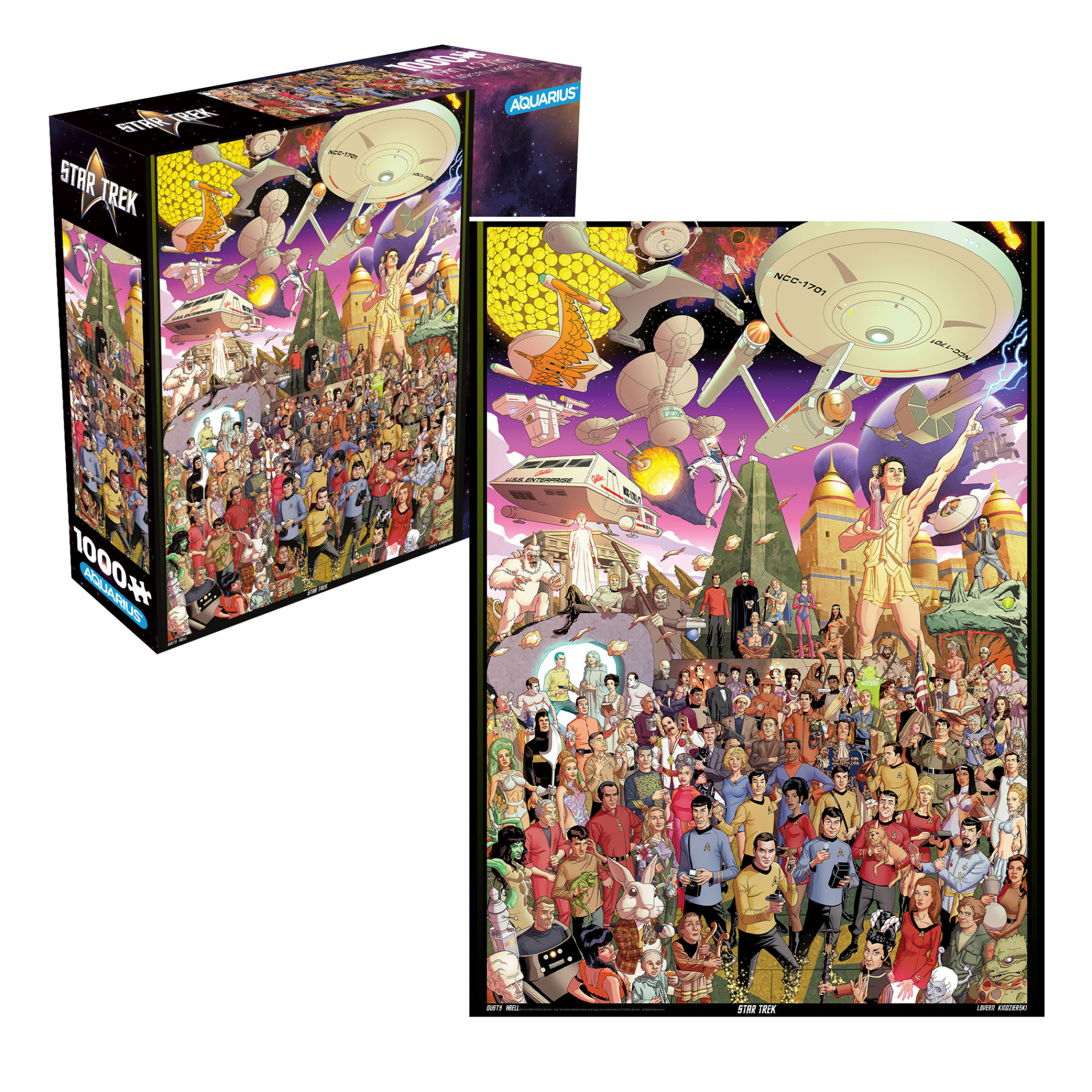 Star Trek Entire Crew and Ships 1000 Piece Jigsaw Puzzle, Multi-Color