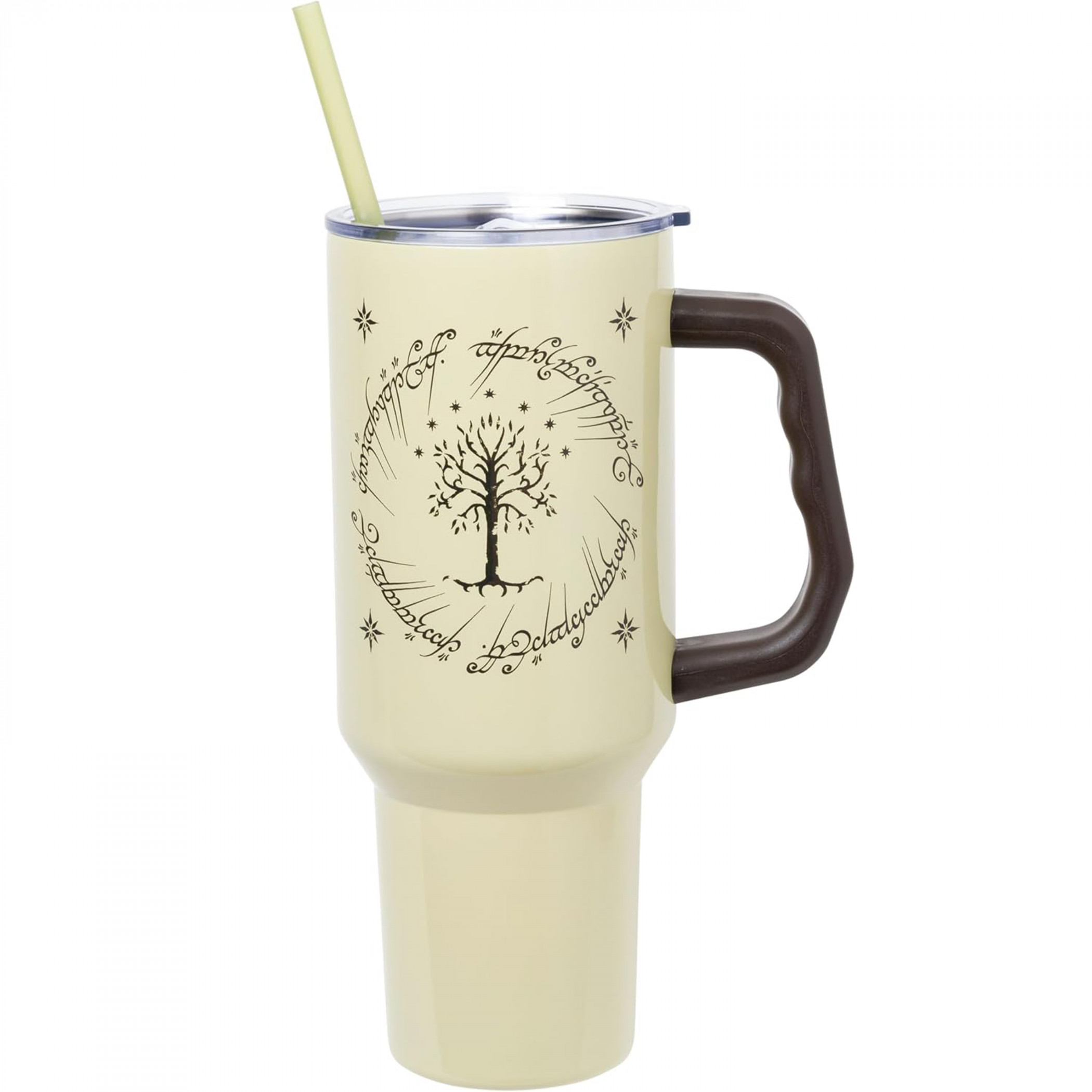 Lord of The Rings Tree of Gondor 40oz Stainless Steel Tumbler with Handle, Beige