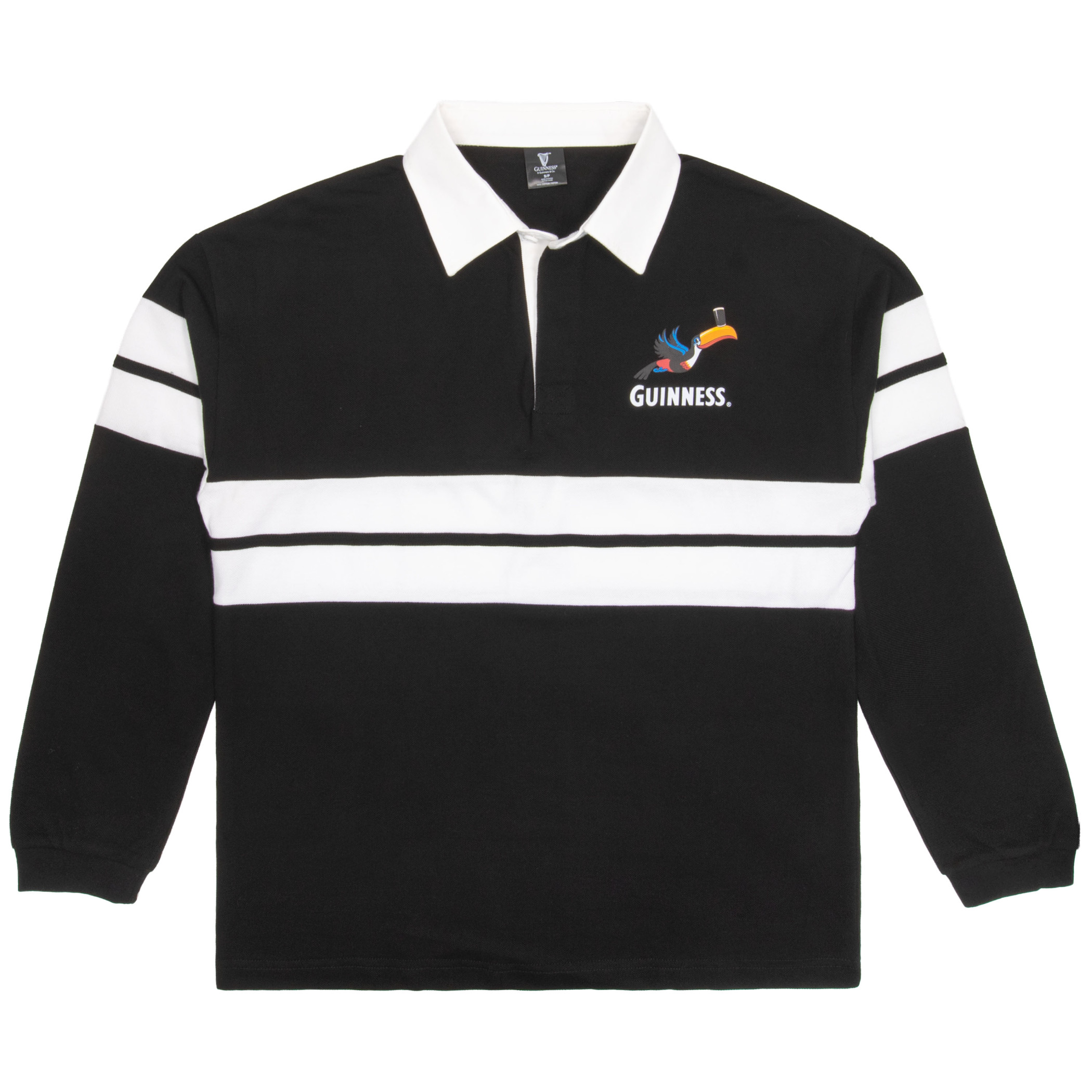 Guinness Gilroy Toucan Black Striped Rugby Shirt