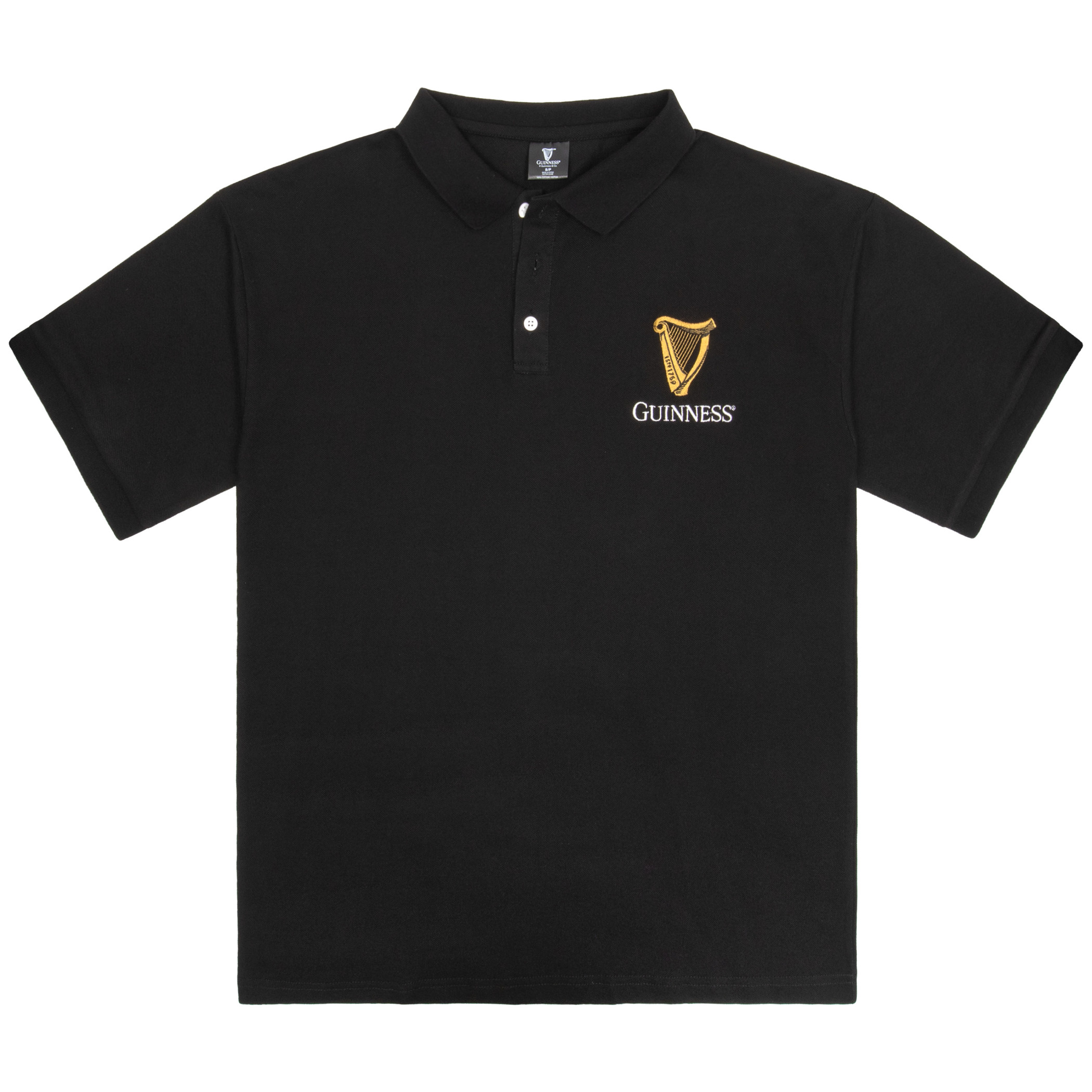 Guinness Harp Logo Black Polo Shirt