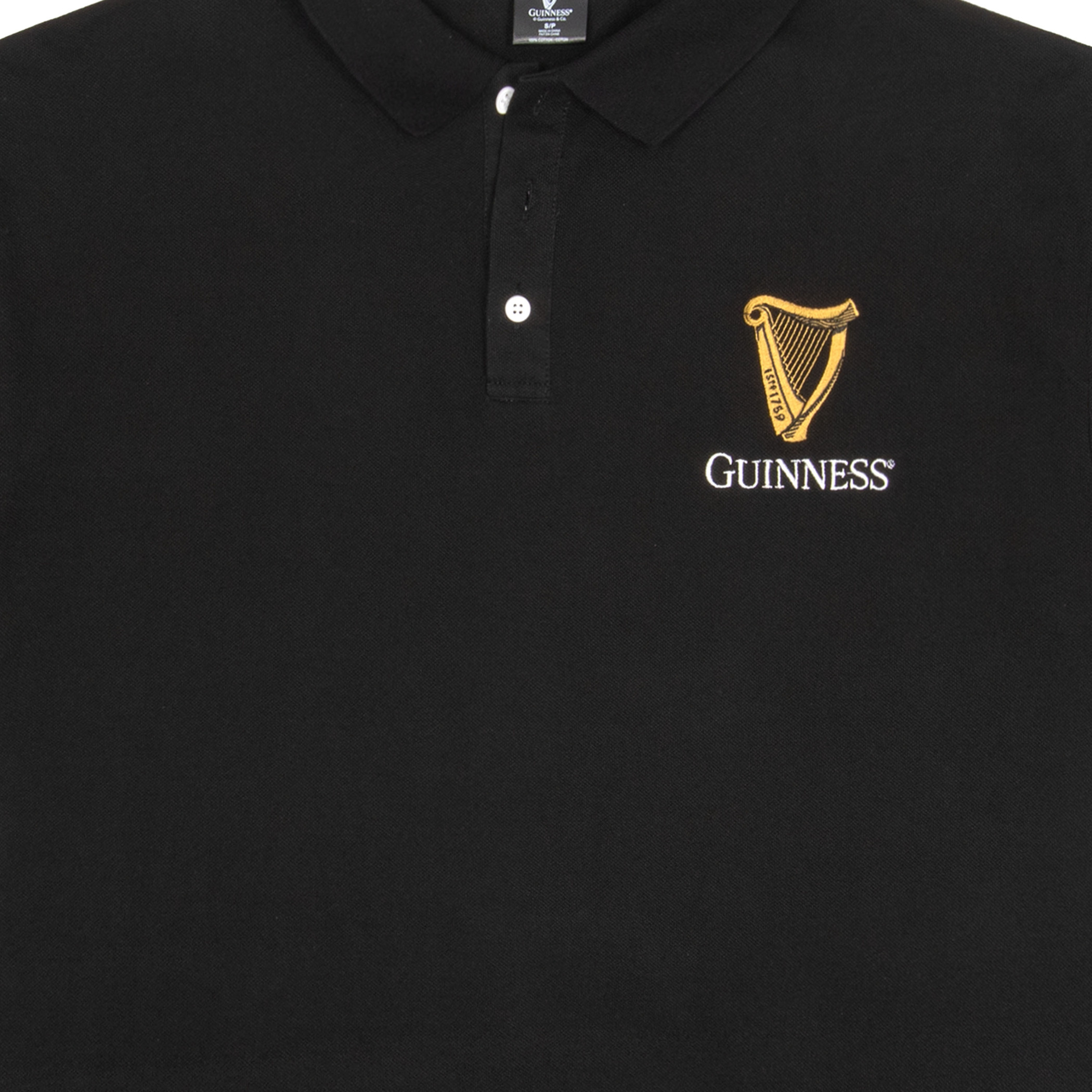 Guinness Harp Logo Black Polo Shirt - image 2
