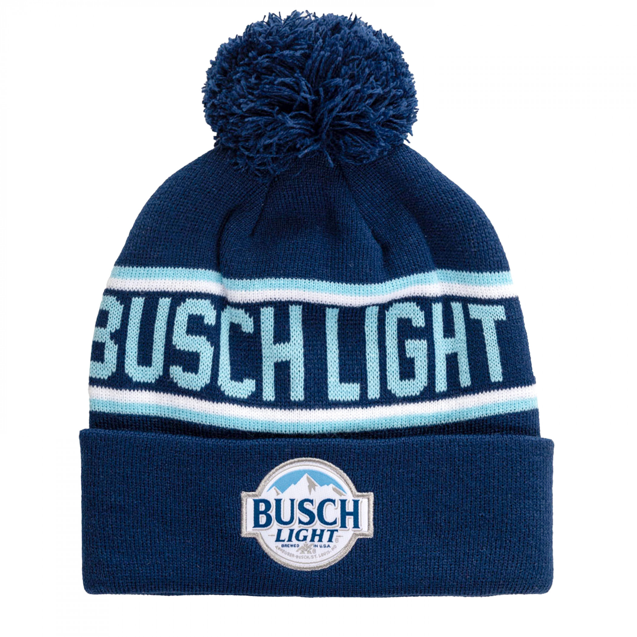 Busch Light Jacquard Woven Cuff Pom Beanie