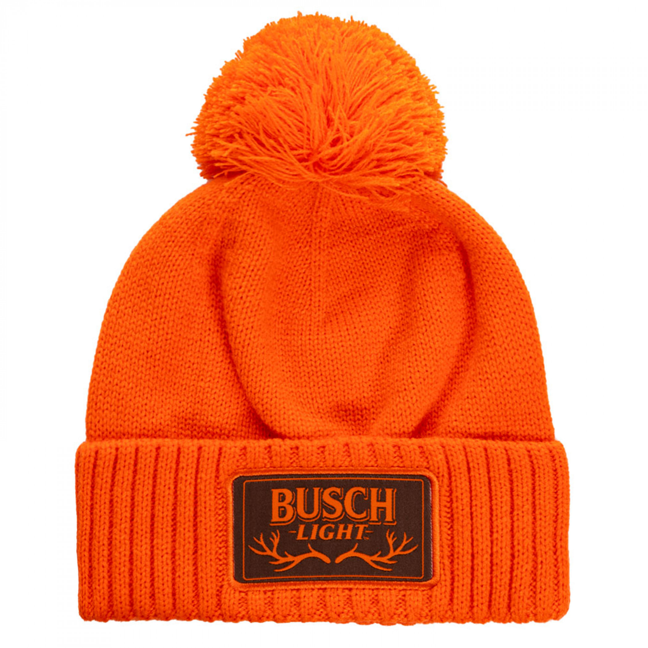 Busch Light Antler Patch Woven Cuff Pom Beanie