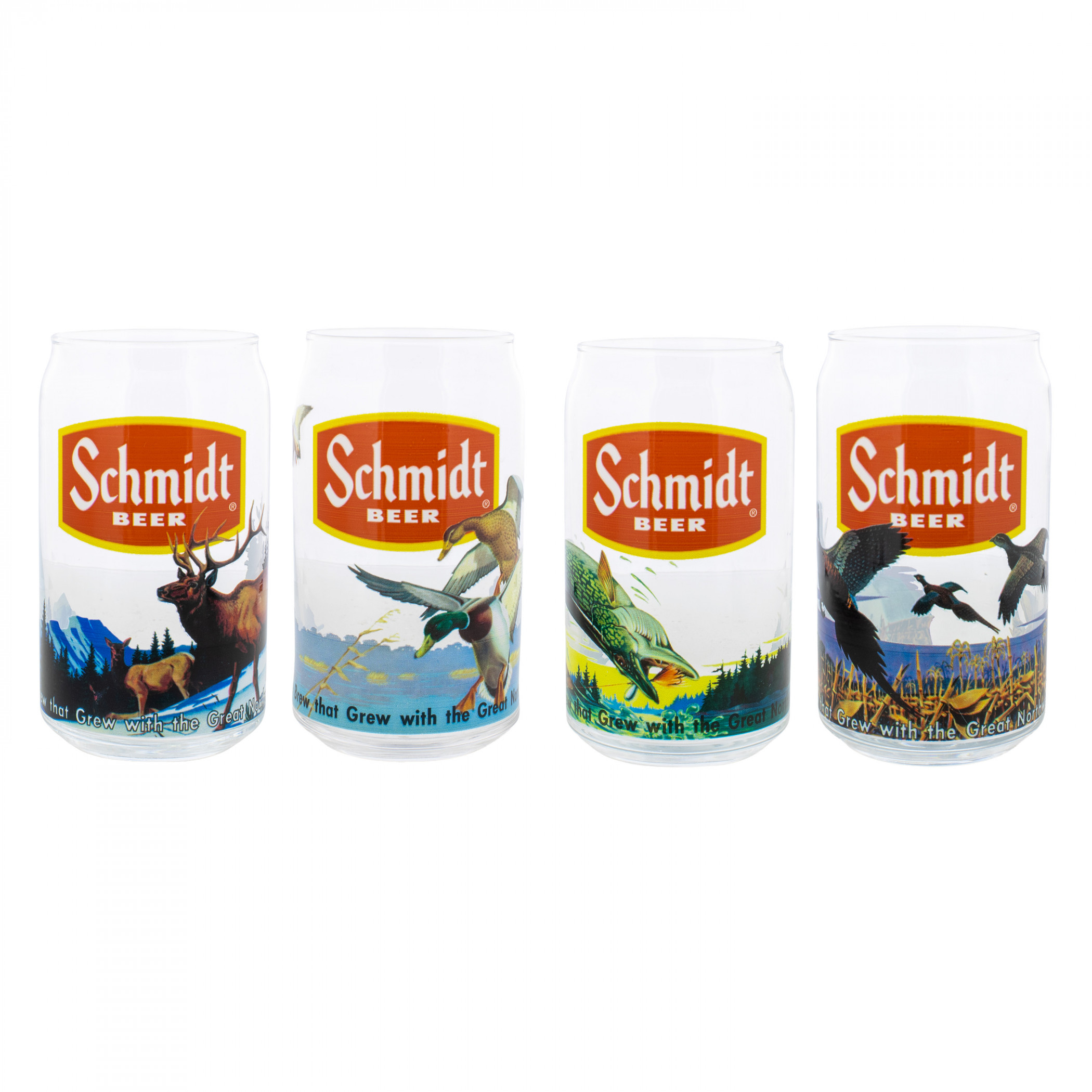 Schmidt Assorted Wildlife 16 oz Can Glass 4-Pack