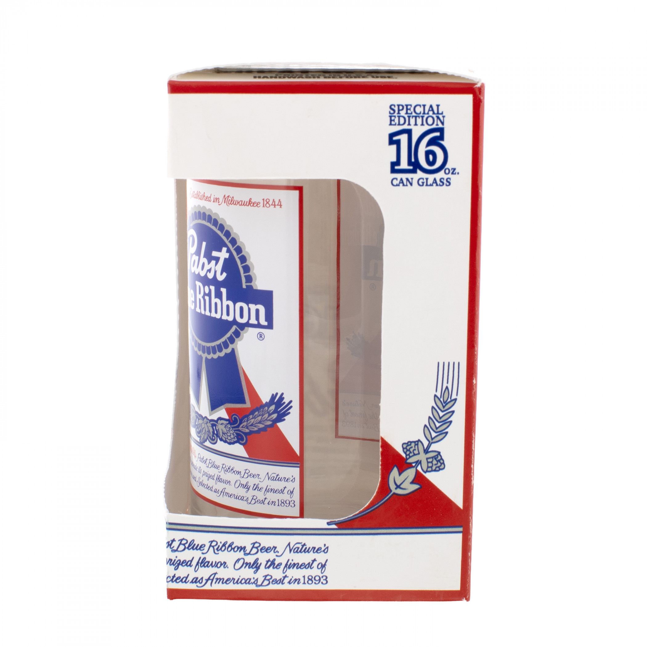 Pabst Blue Ribbon Label 16 oz Can Glass