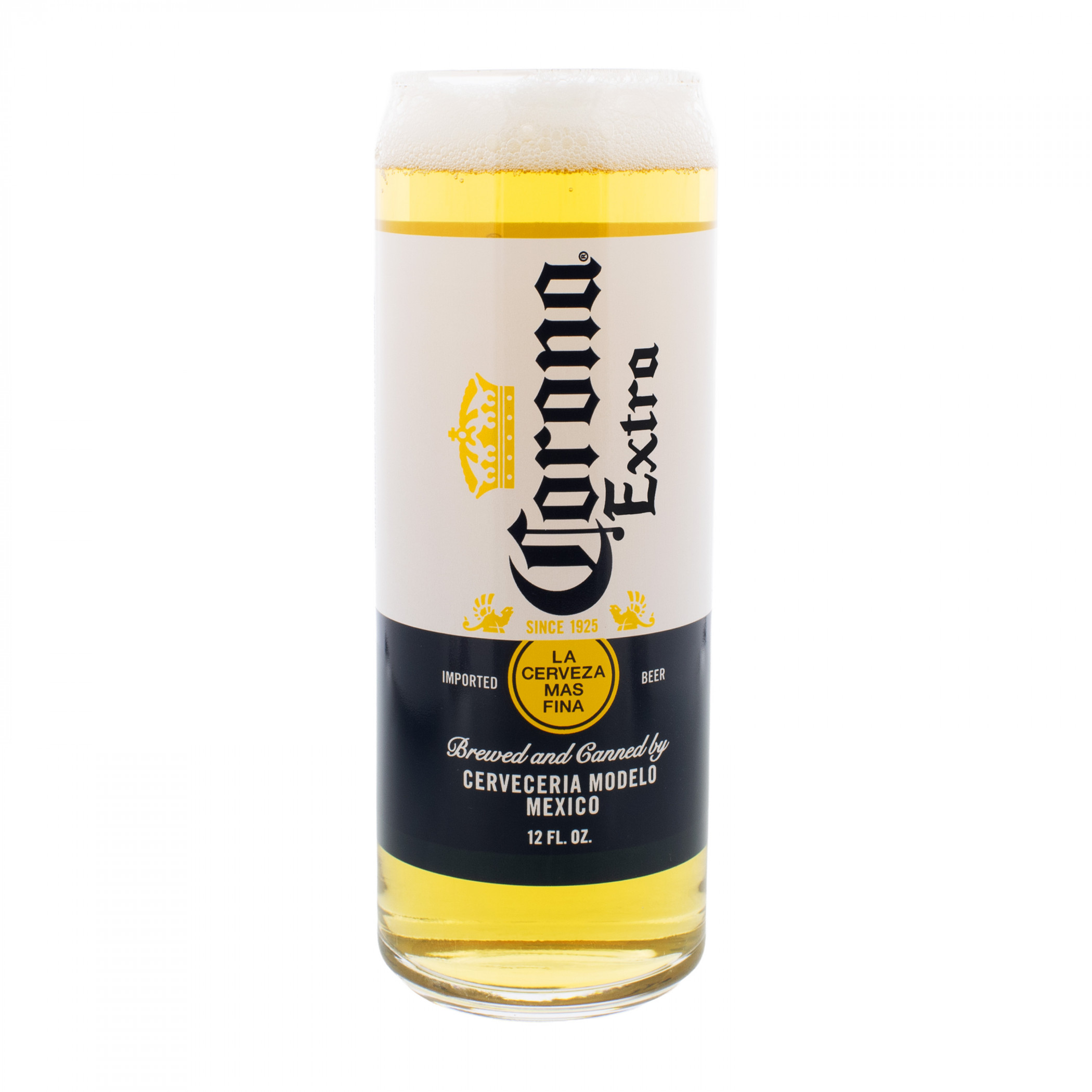 Corona Extra Label 12.5 oz Tall Can Glass