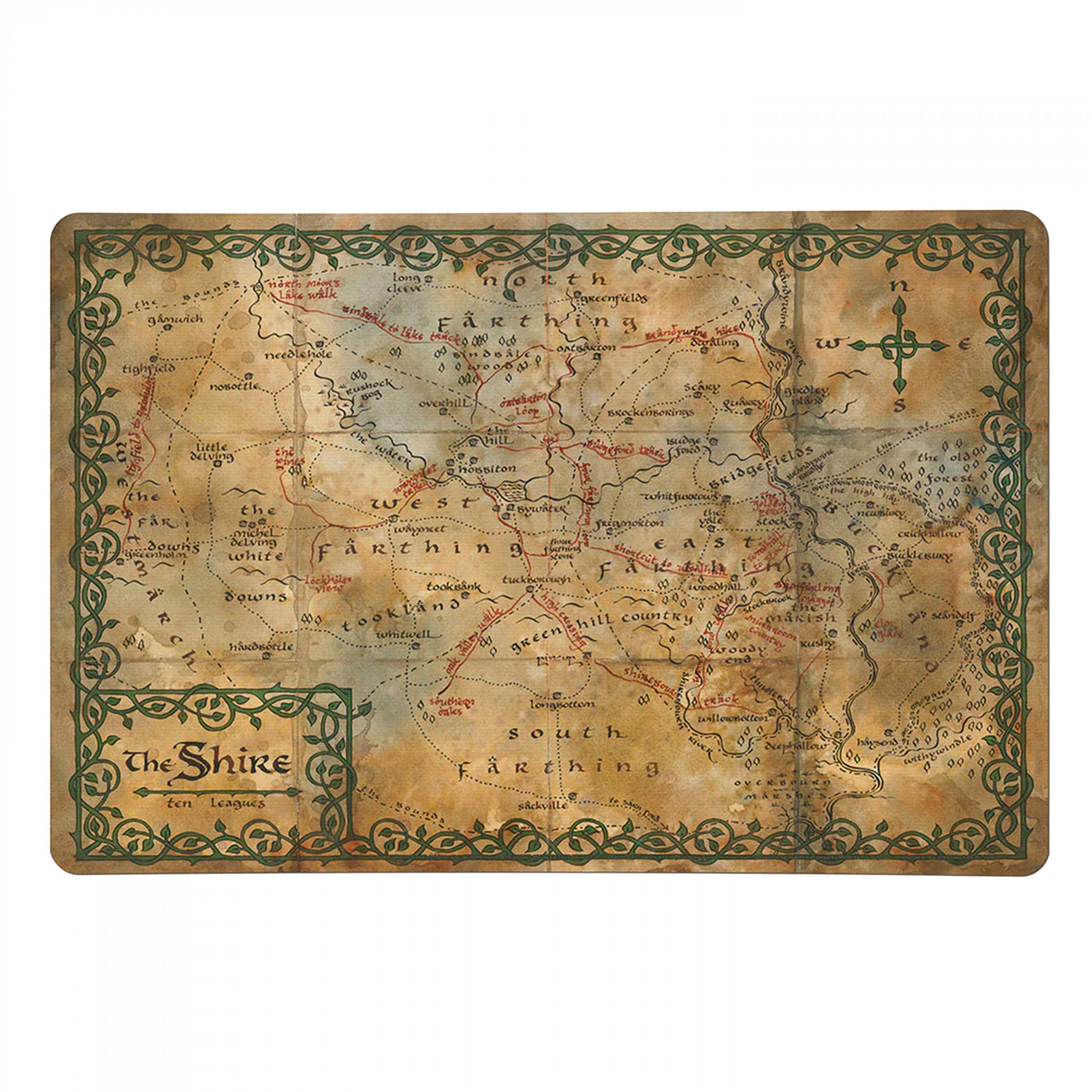 The Hobbit: An Unexpected Journey The Shire Map 18” x 12” Desk Mat, Beige