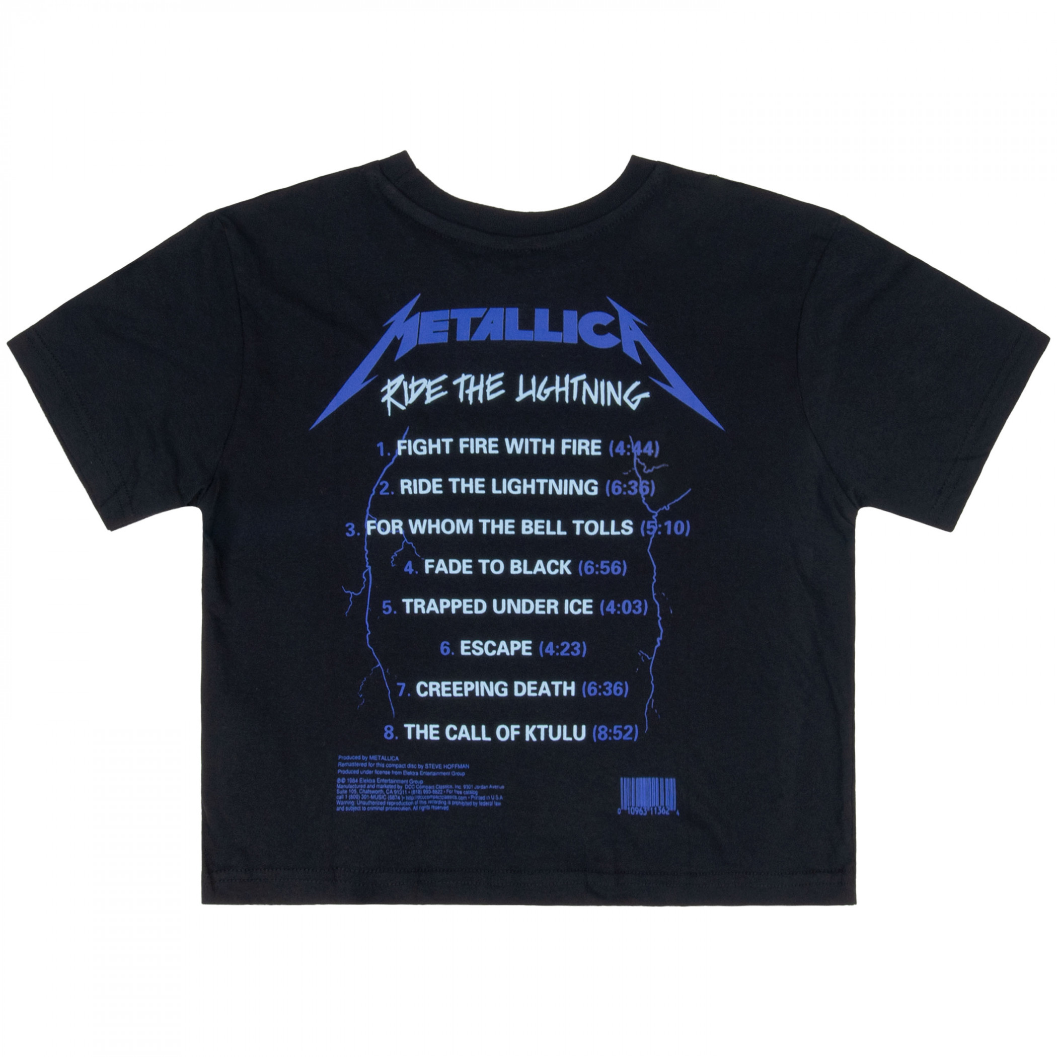 Metallica Ride The Lightning Front & Back Print Crop Top