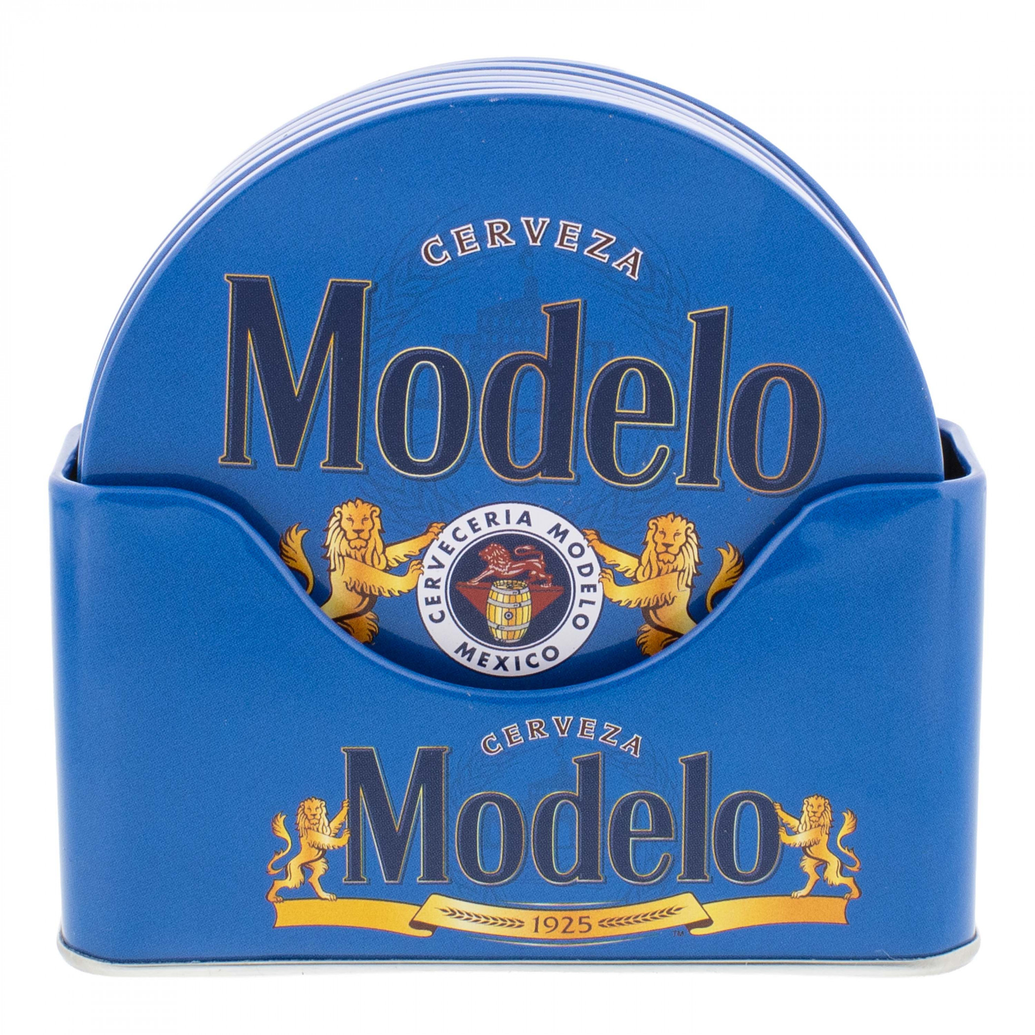 Modelo Logo 7-Piece Tin Coaster Set with Holder