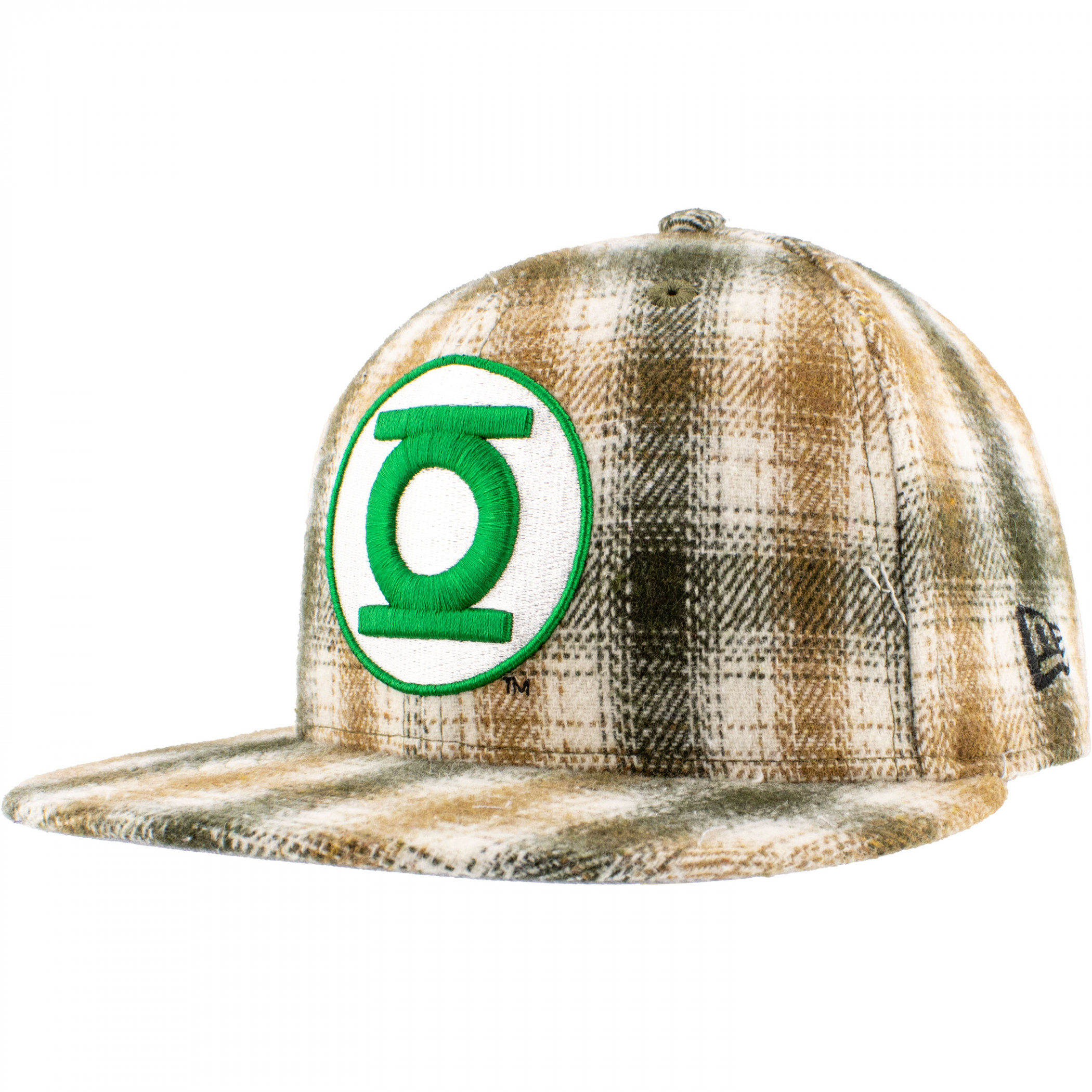 Green Lantern Logo Flannel New Era 59Fifty Fitted Hat, Brown