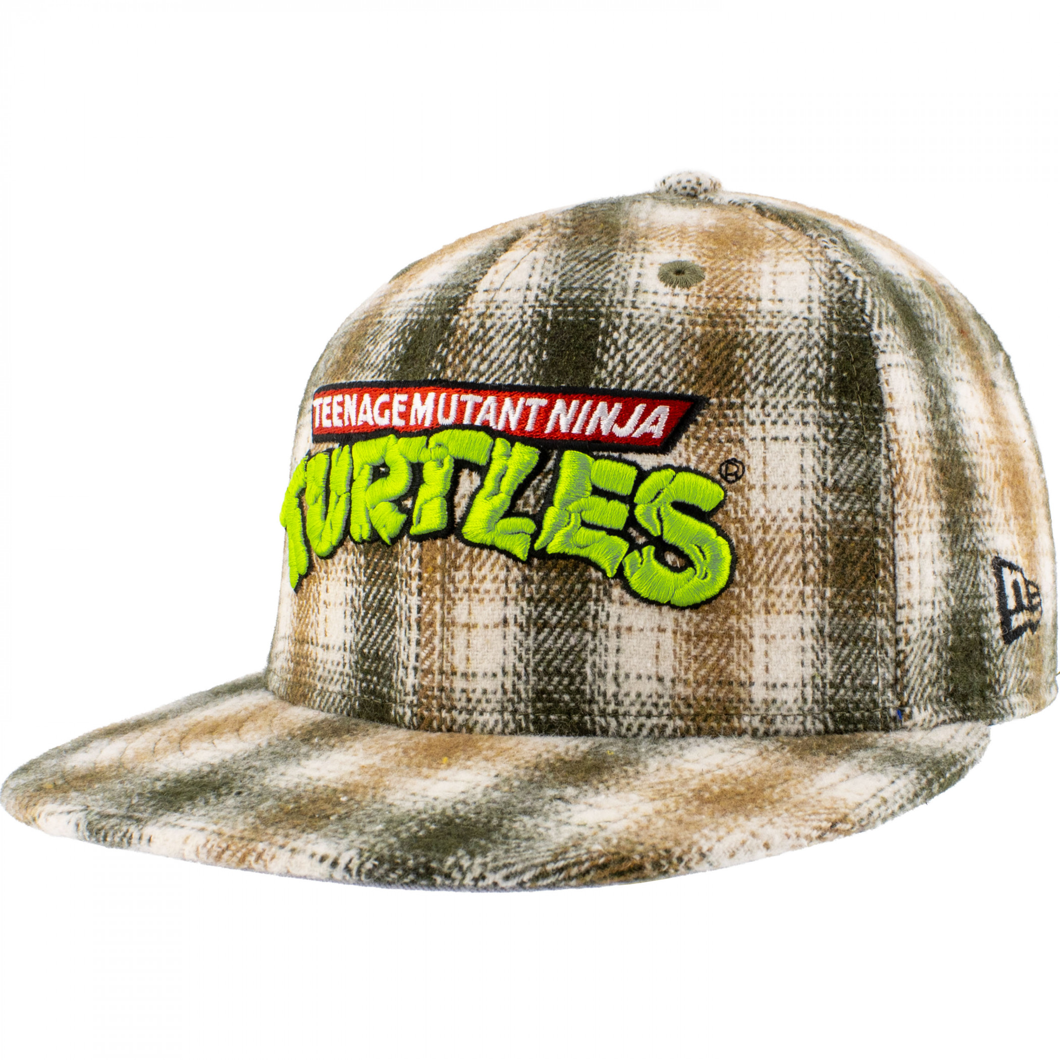 Teenage Mutant Ninja Turtles Logo Flannel New Era 59Fifty Fitted Hat, Brown