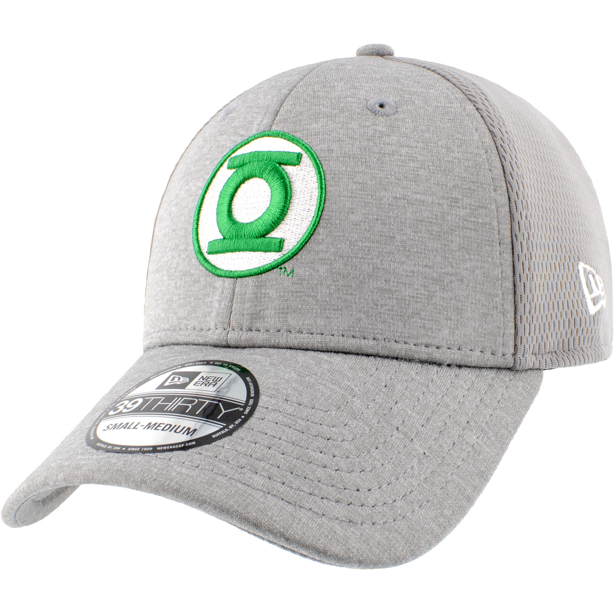 Green Lantern Logo Grey Shadow Tech New Era 39Thirty Fitted Hat, Grey