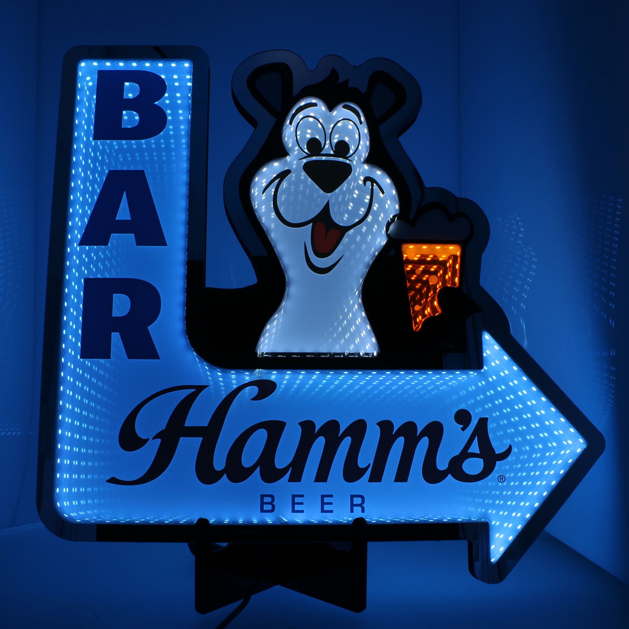 Hamm's Beer Bear with Bar Arrow Infinity Light