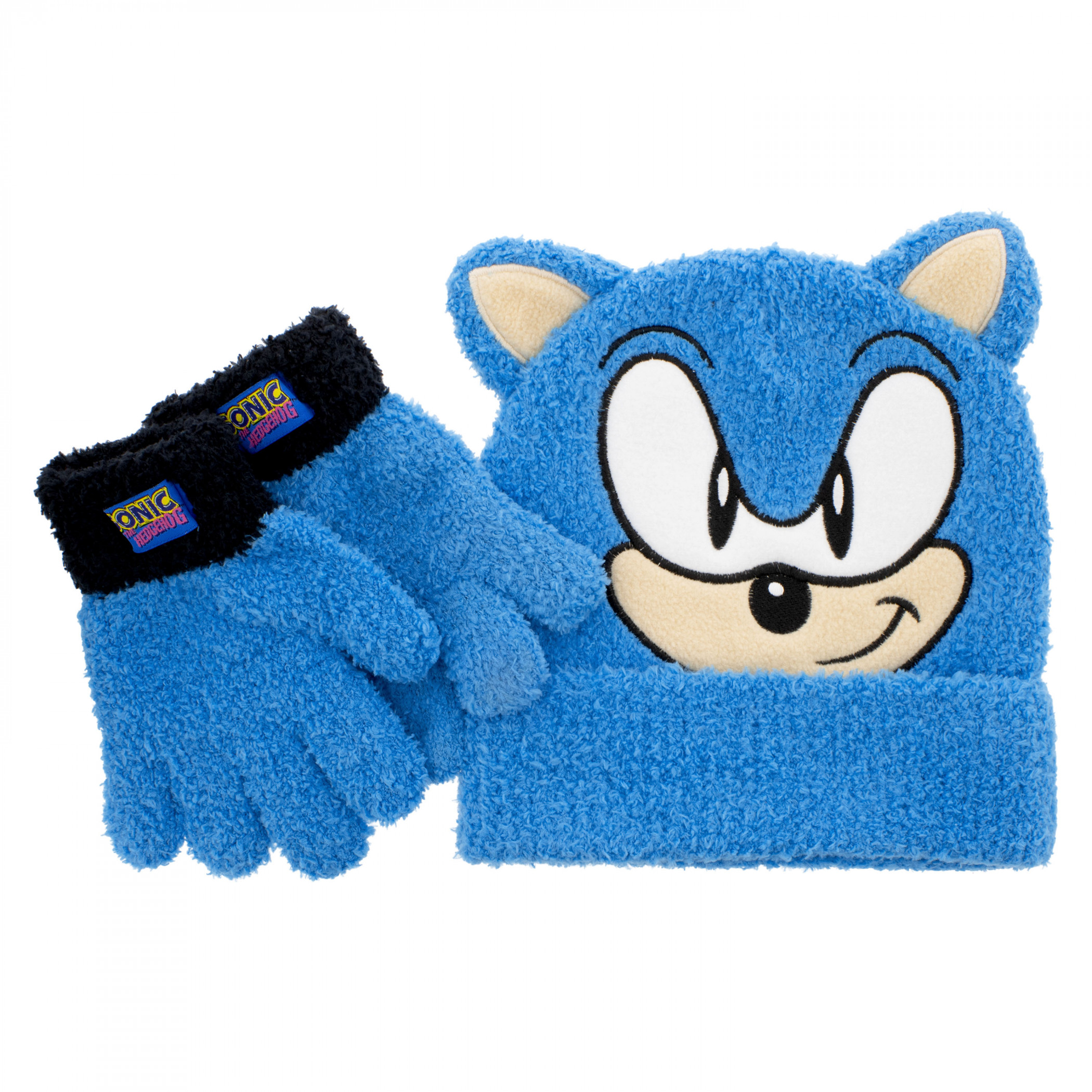 Sonic the Hedgehog Cozy Gloves and Cuffed Beanie with Ears, Blue
