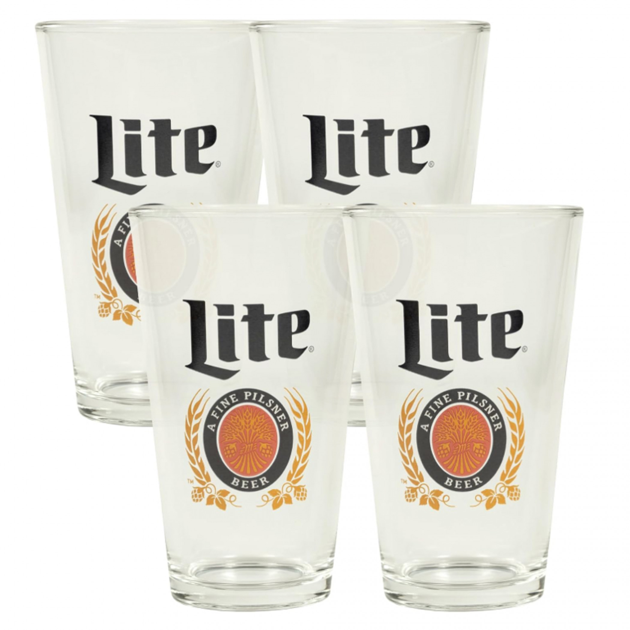 Miller Lite Classic Logo 4-Pack Pint Glass Set
