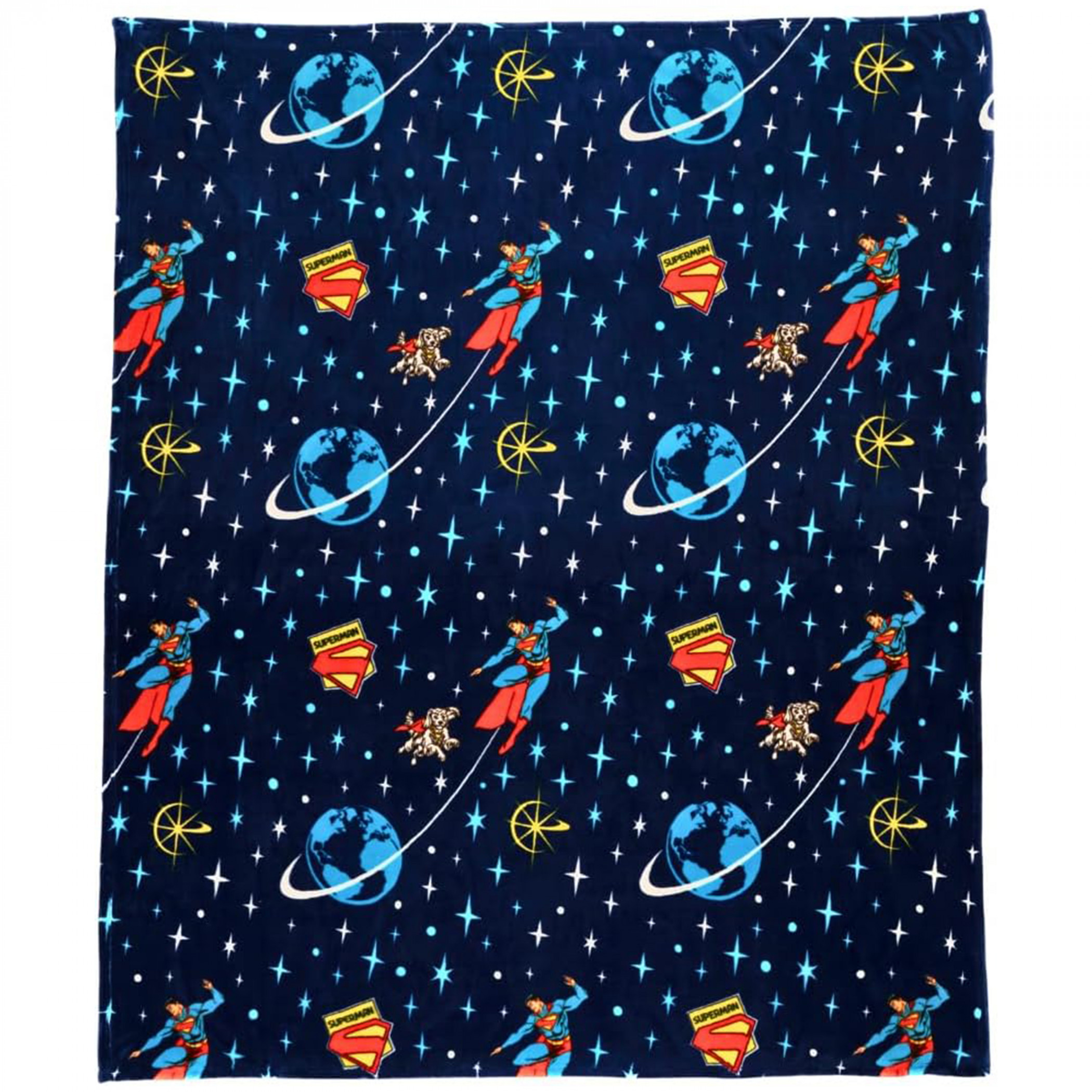 Superman Stars and Space Plush Throw Blanket, Blue