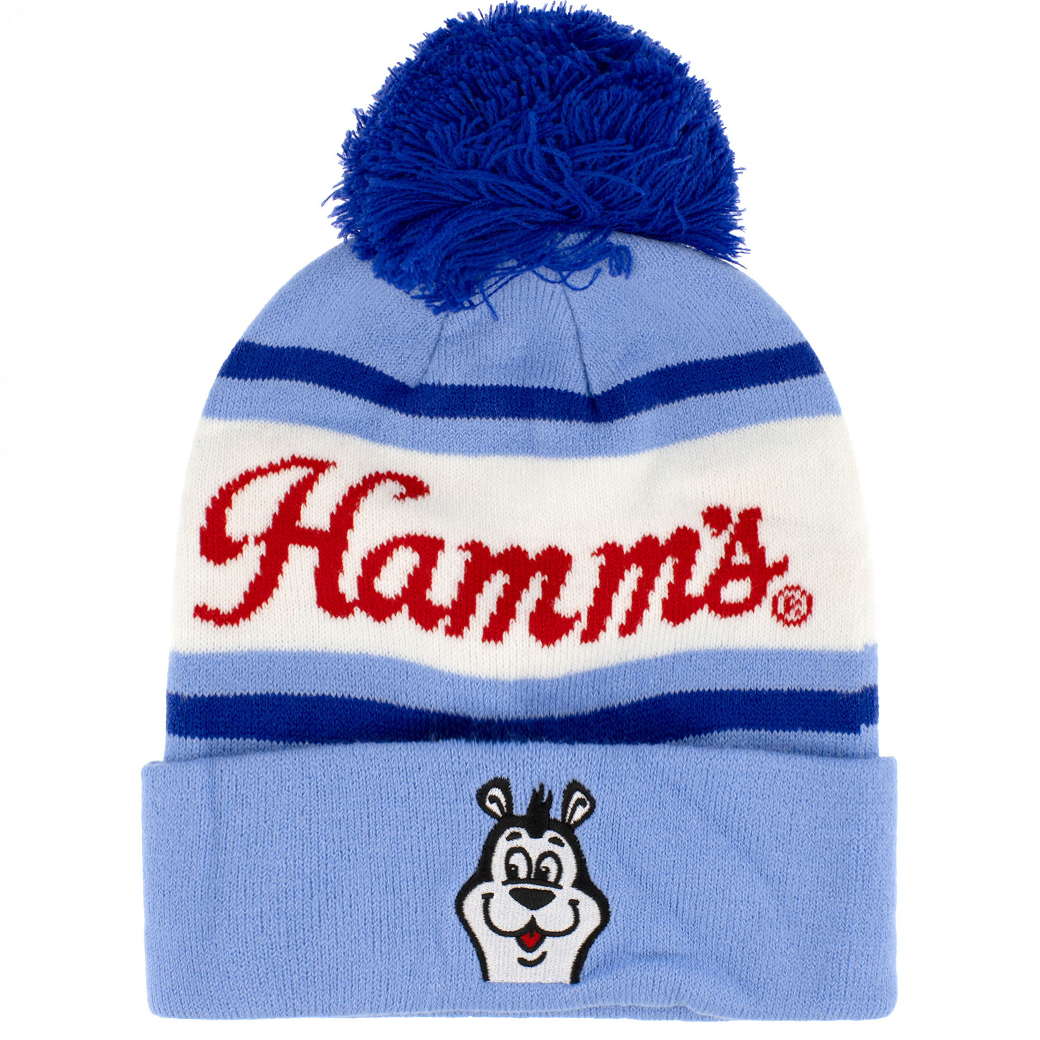 Hamm's Beer Bear Knit Cuff Pom Beanie