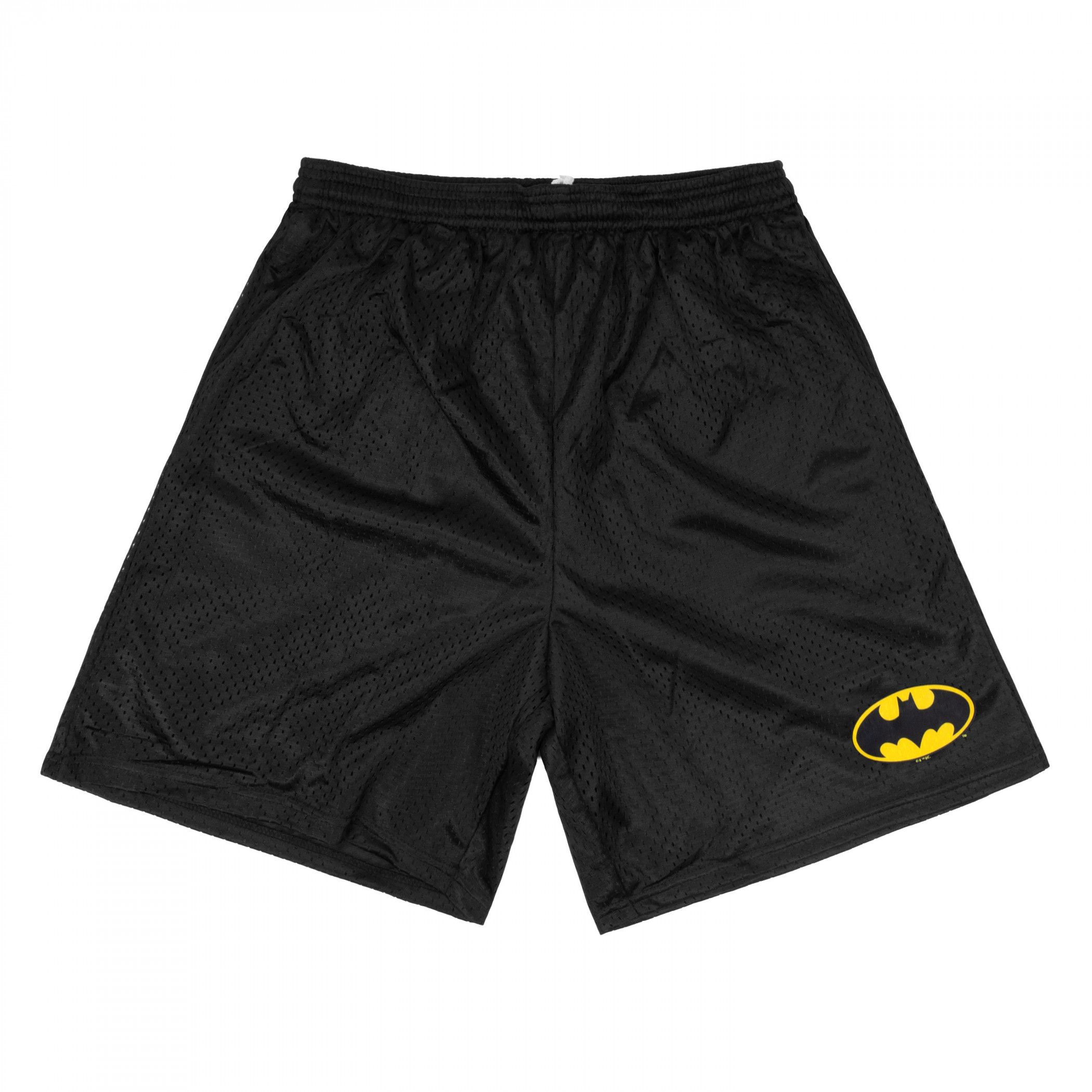 Batman Classic Logo Men's Mesh Athletic Shorts, Black