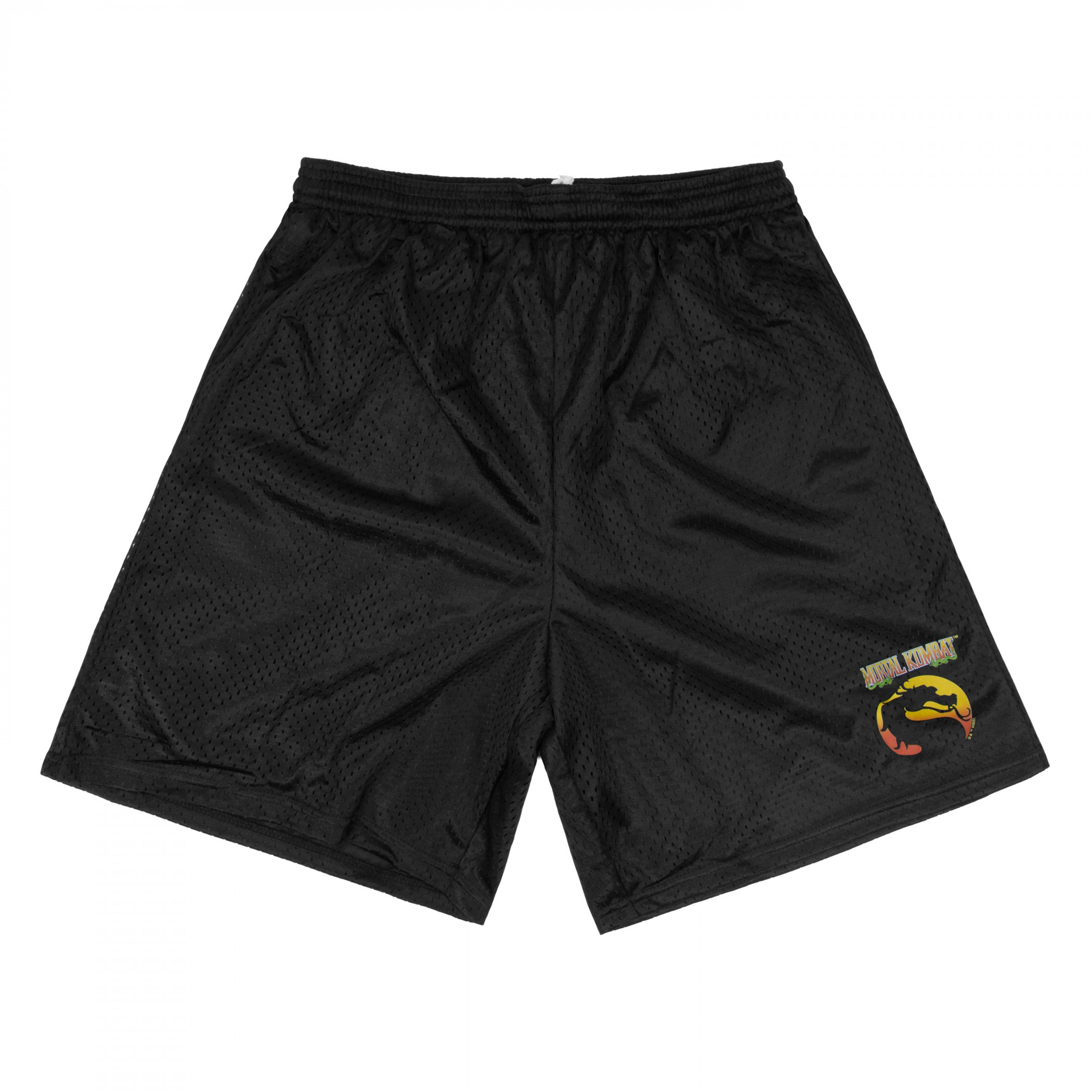 Mortal Kombat Klassic Logo Men's Mesh Athletic Shorts, Black