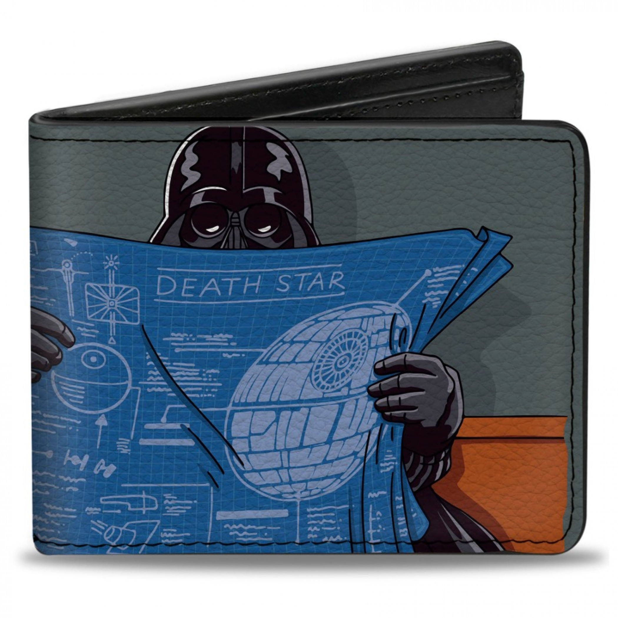 Star Wars Darth Vader Reading Death Star Blueprints Bi-Fold Wallet, Multi-Color