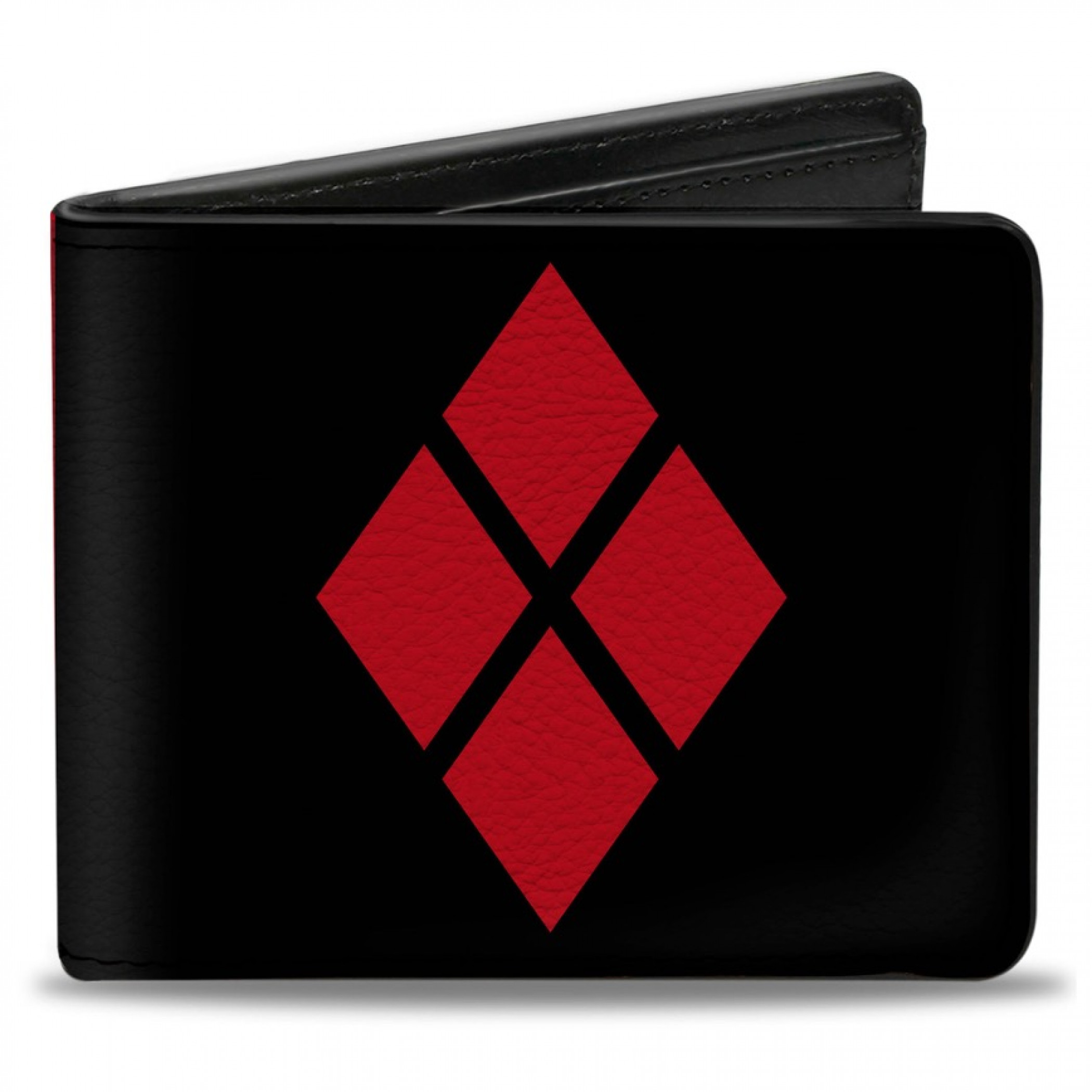 Harley Quinn Red & Black Diamond Blocks Bi-Fold Wallet, Multi-Color