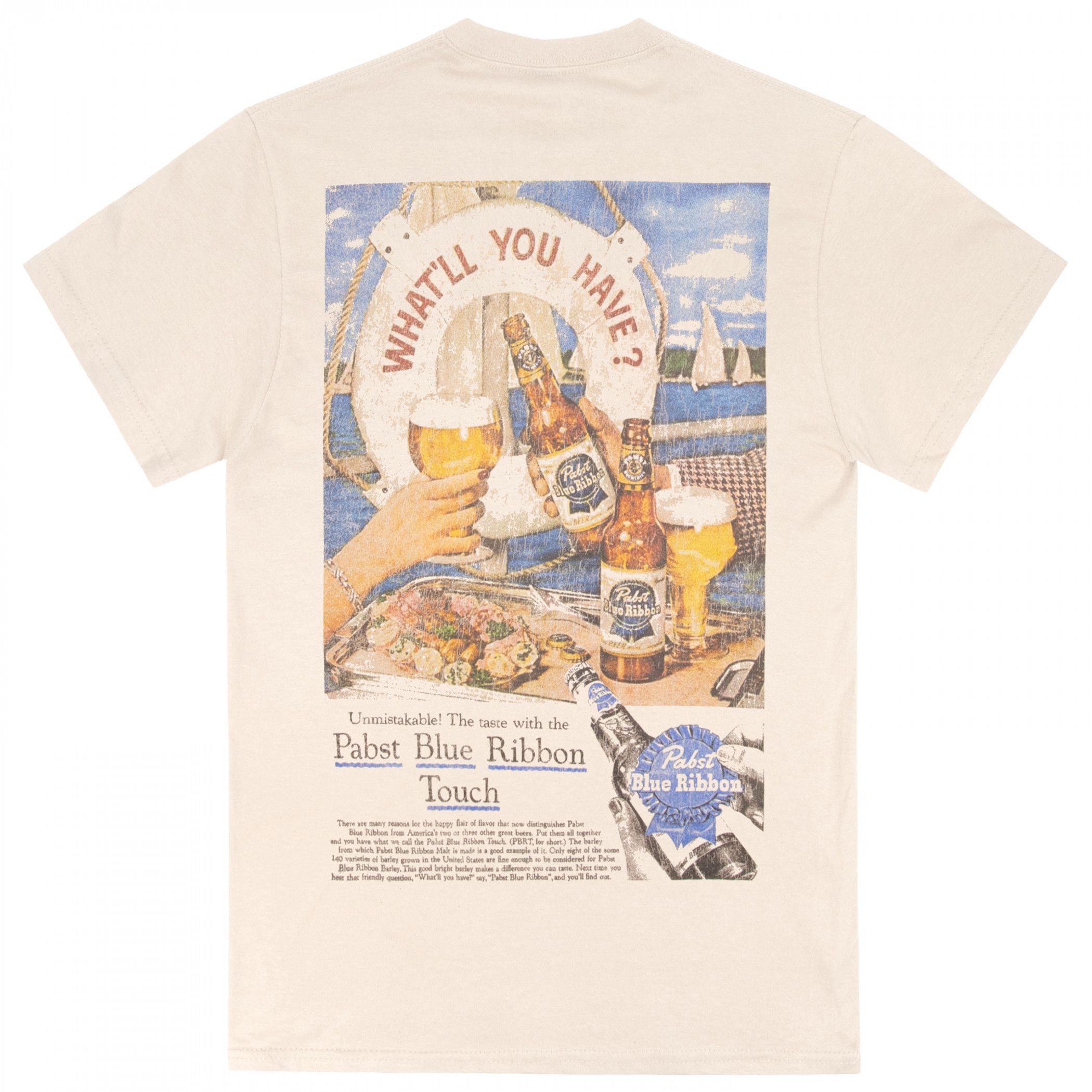 Pabst Blue Ribbon PBR Vintage Ad Front Back Print T-Shirt - image 3