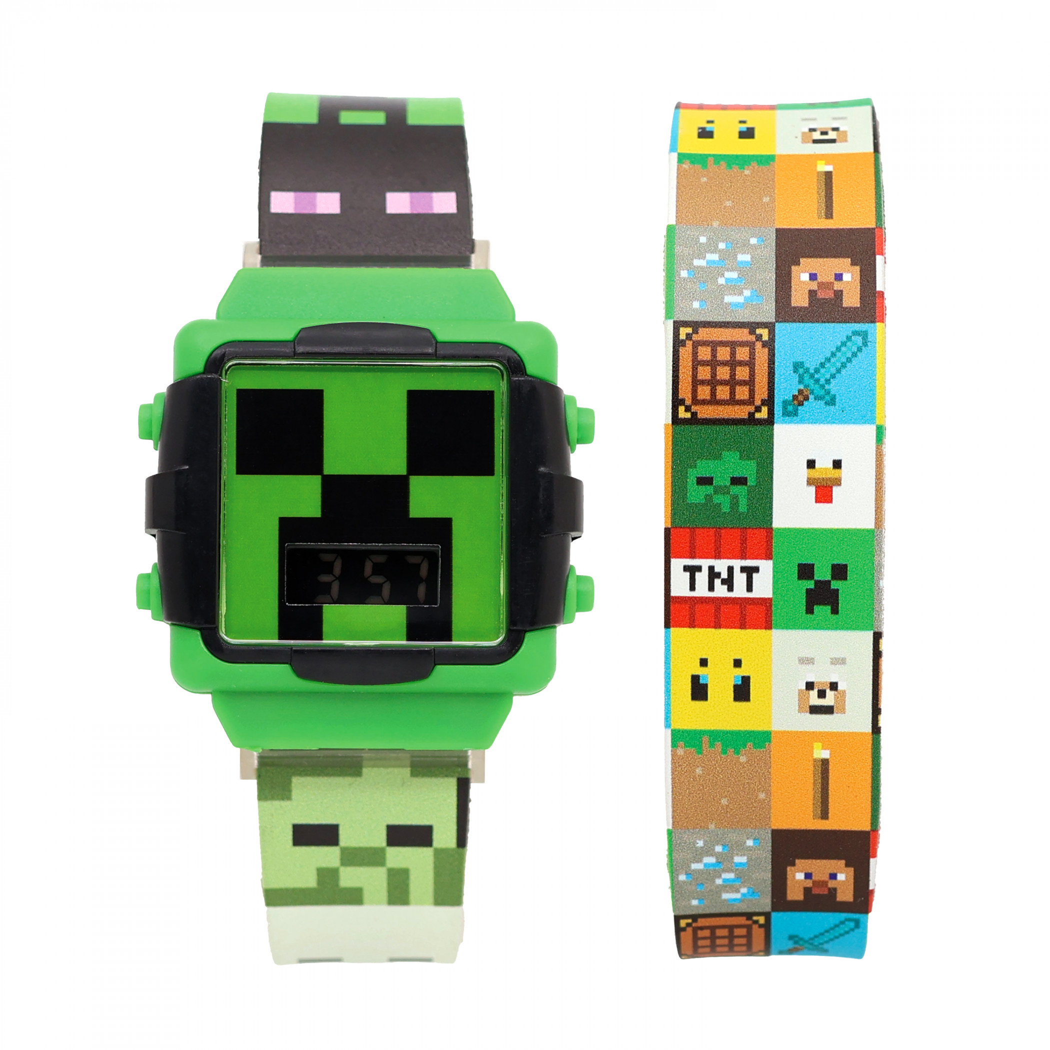 Minecraft 2-in-1 Interchangeable Strap Kid's Digital Watch, Green