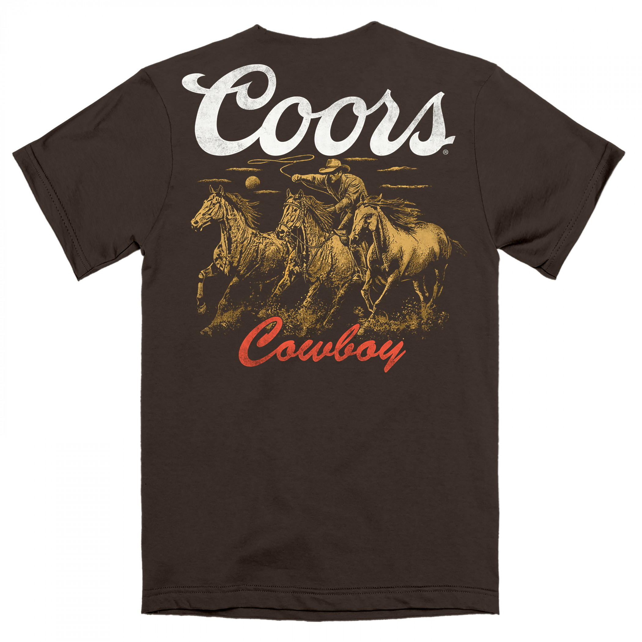 Coors Cowboys on Horses Front and Back Print T-Shirt - image 3