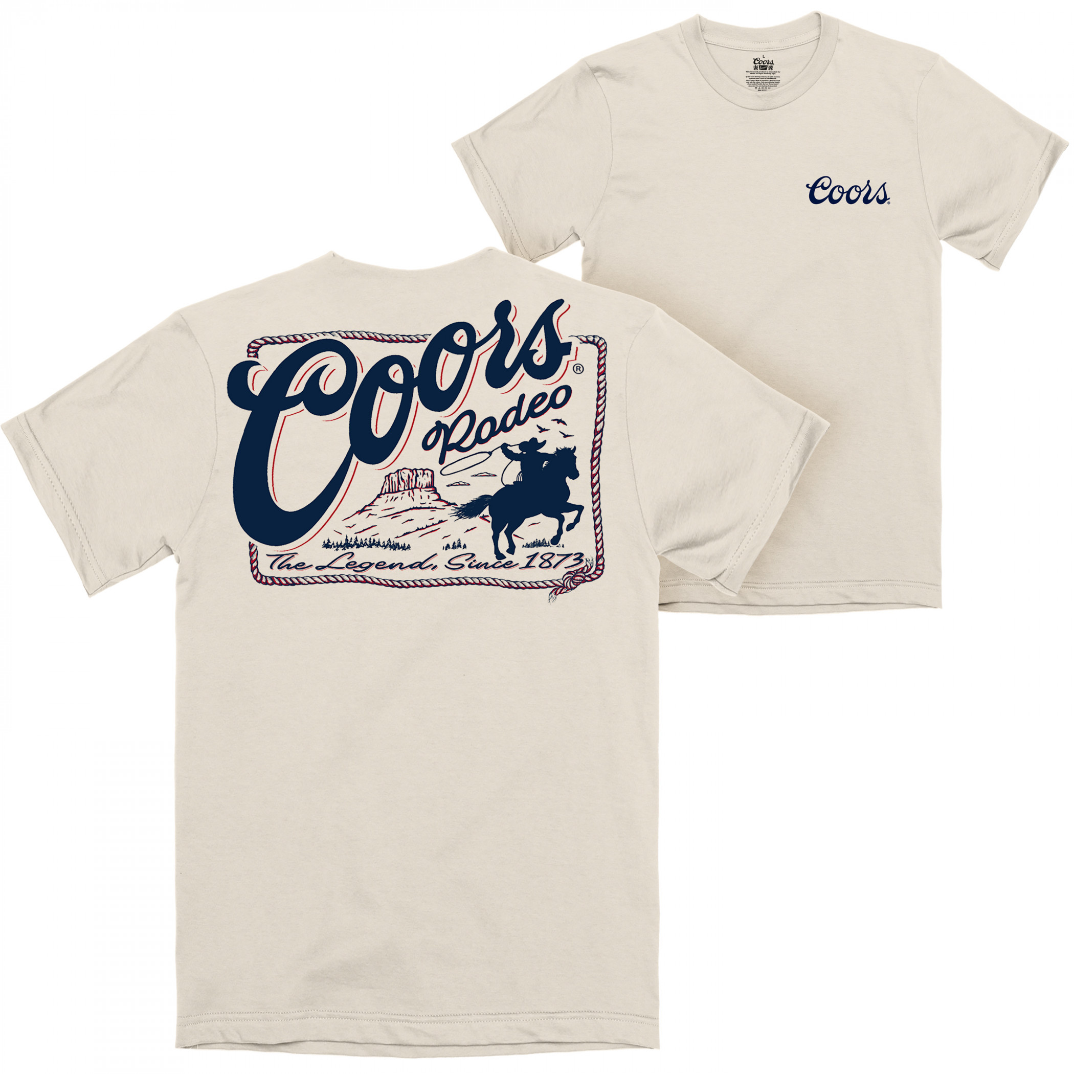 Coors Rodeo - The Legend Since 1873 Front and Back Print T-Shirt