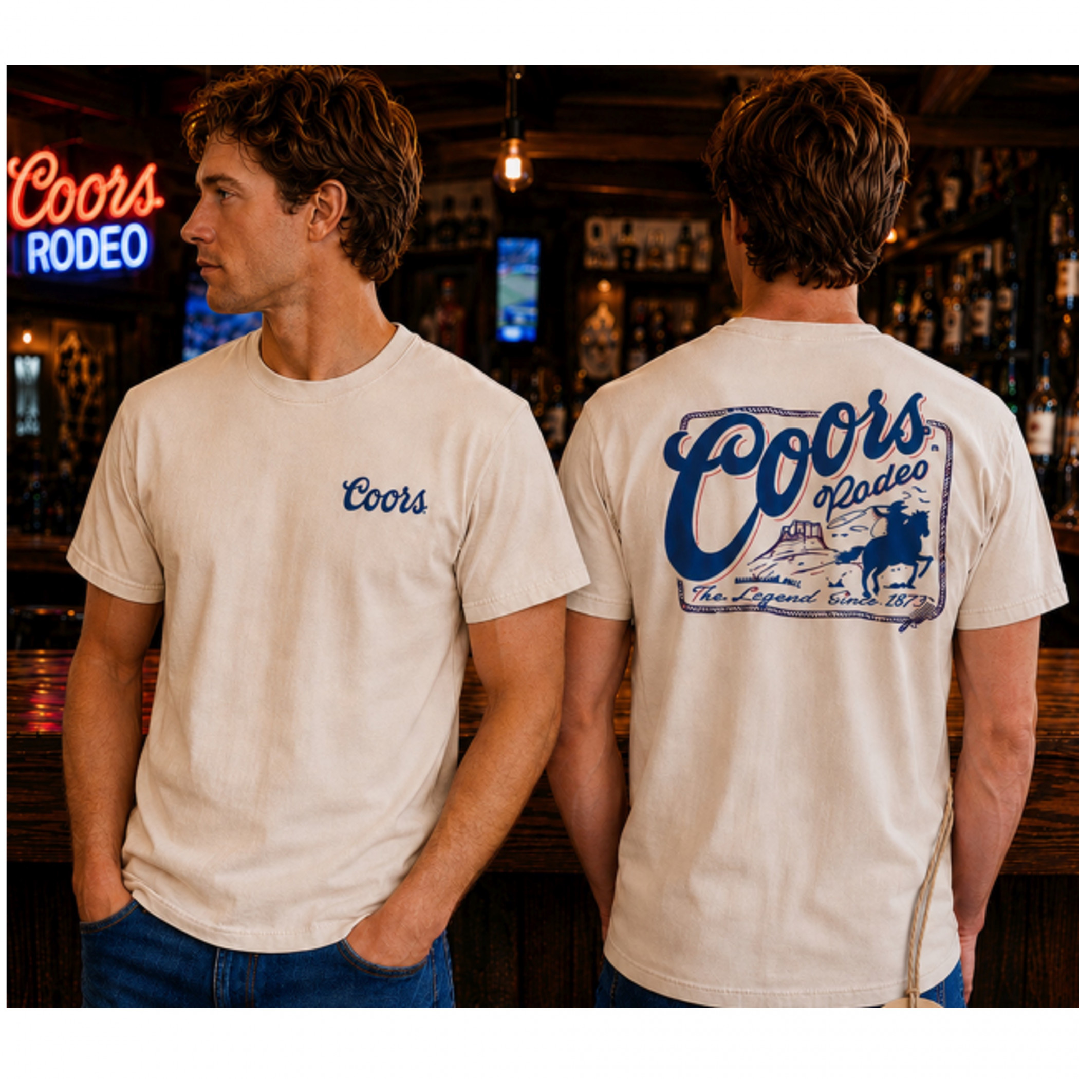 Coors Rodeo - The Legend Since 1873 Front and Back Print T-Shirt - image 4