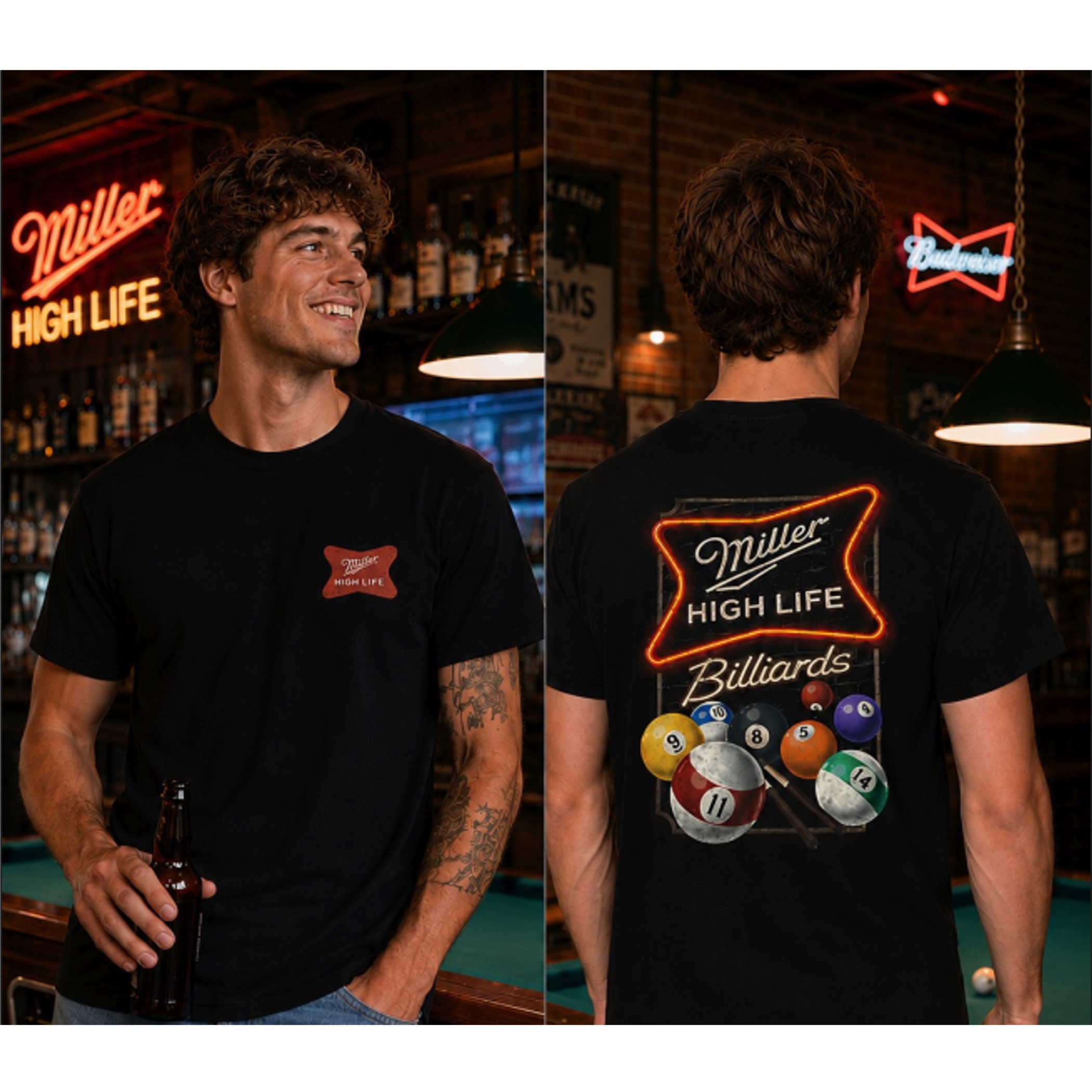 Miller High Life Billiards Everyday Front and Back Print T-Shirt - image 4