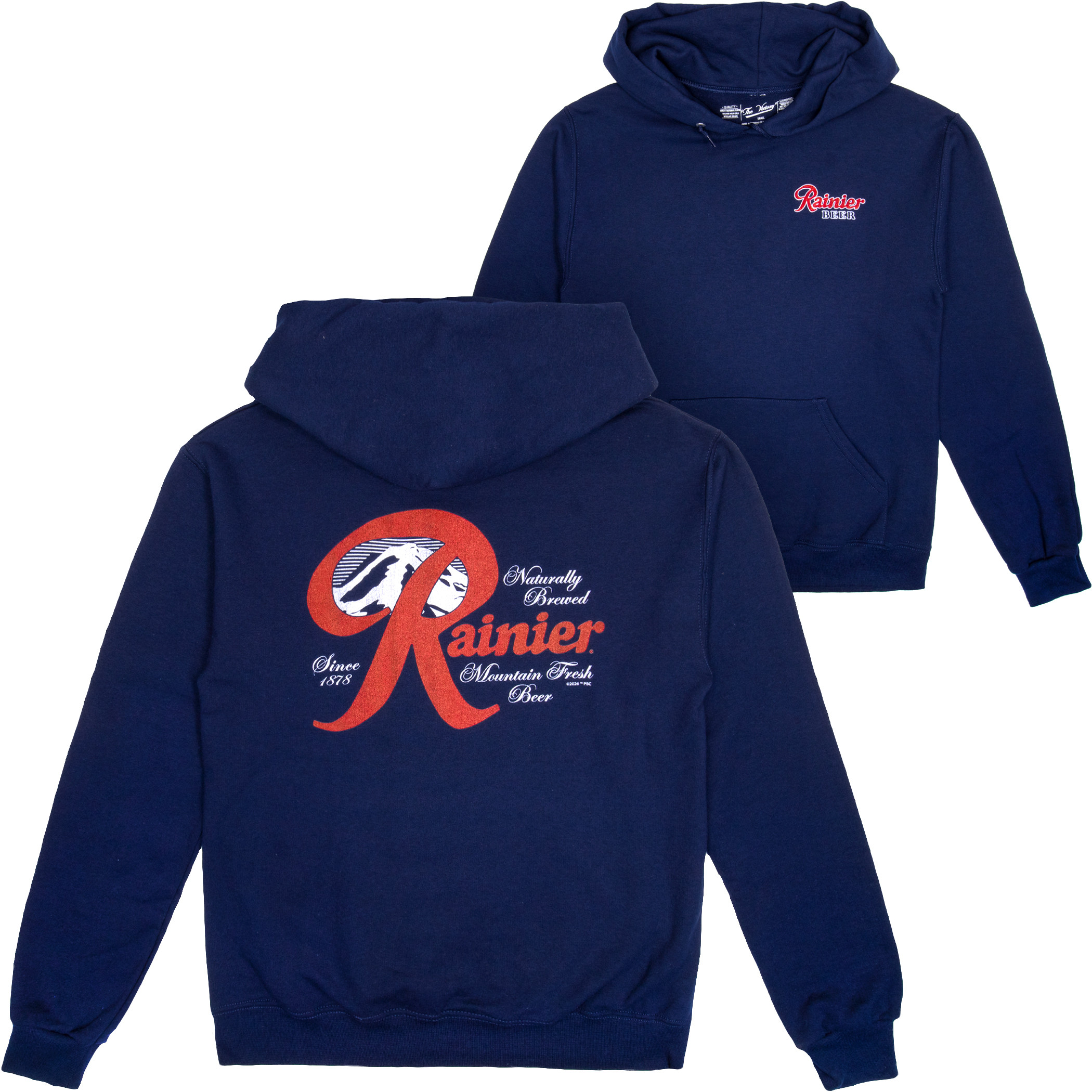 Rainier Mountain Fresh Beer Front & Back Print Hoodie