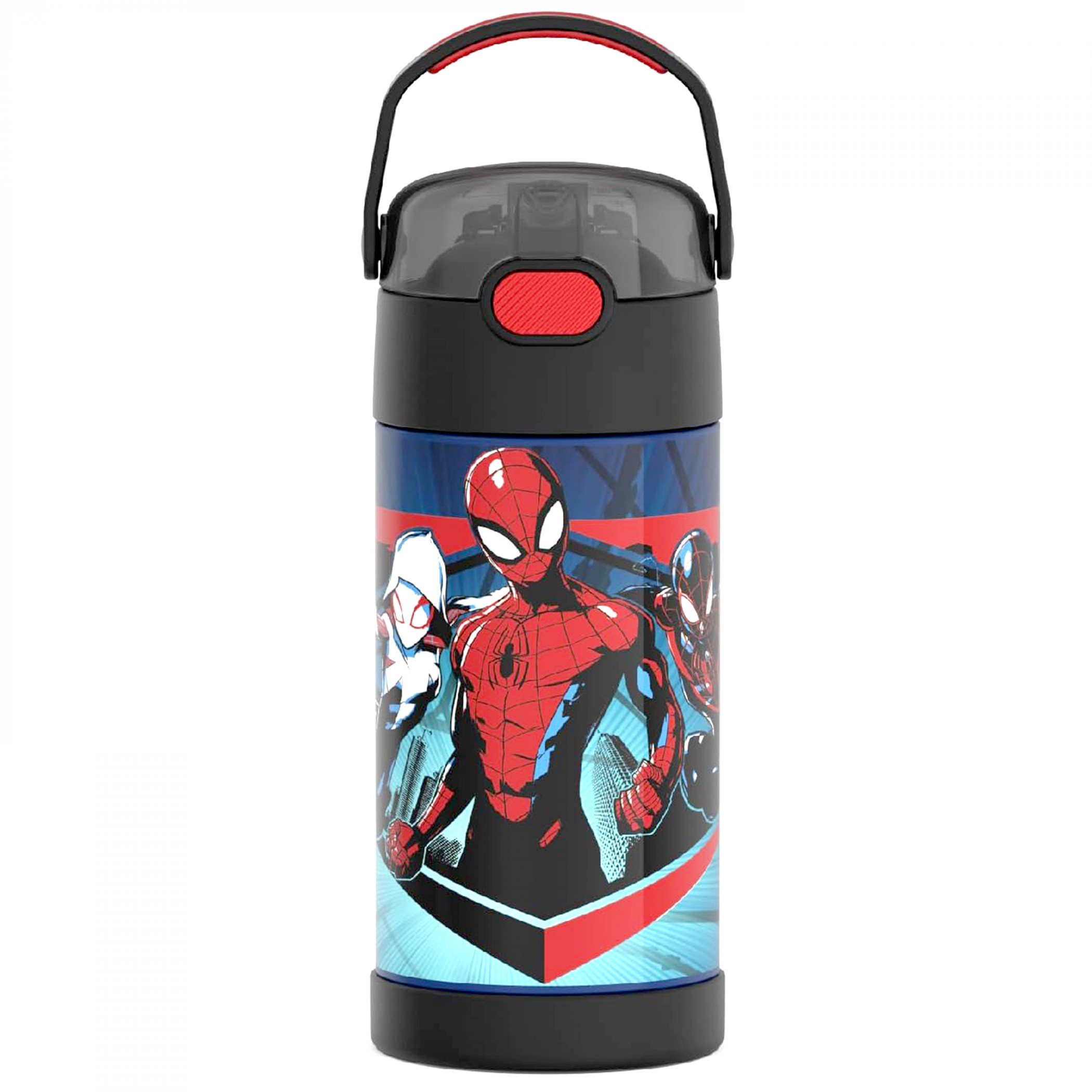 Spider-Man Gwen & Miles THERMOS Funtainer Stainless Steel 12oz Bottle w/ Straw, Black