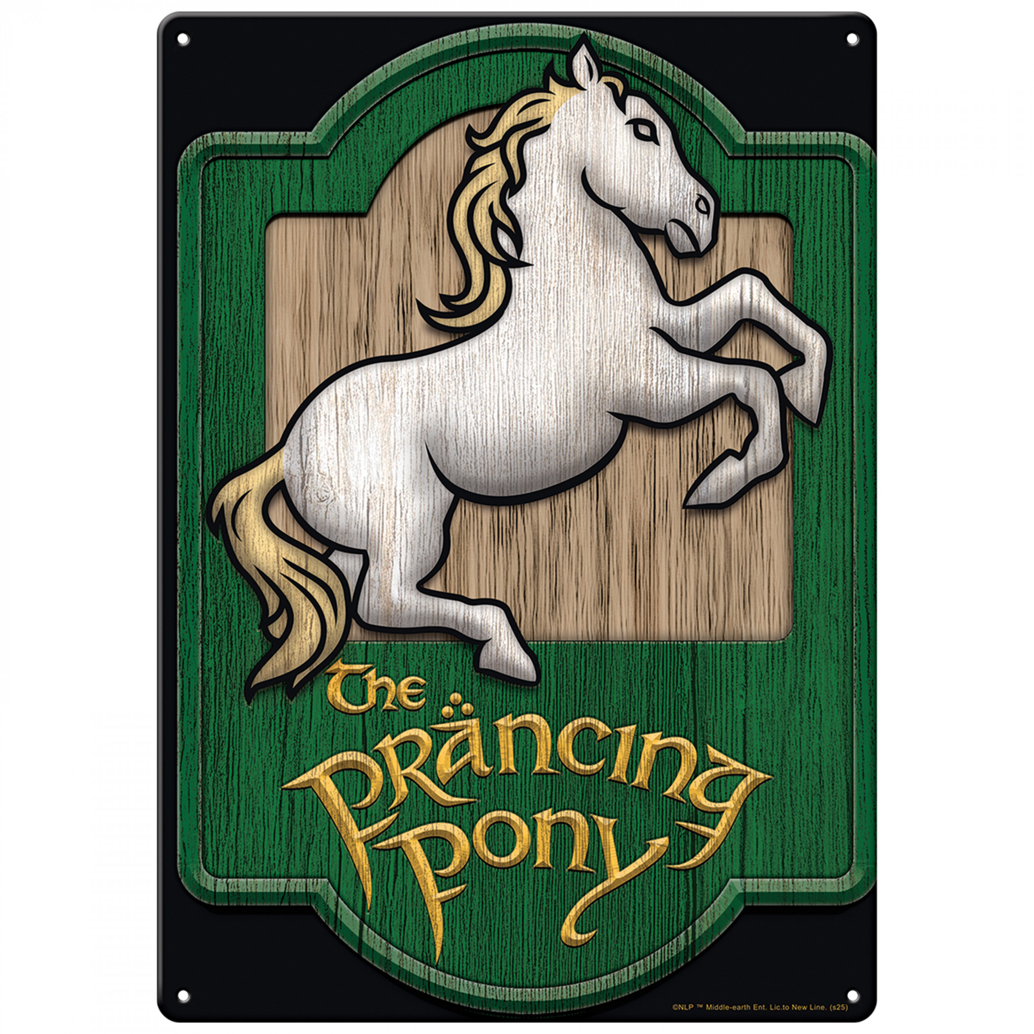 Lord of the Rings The Prancing Pony Metal Sign, Green