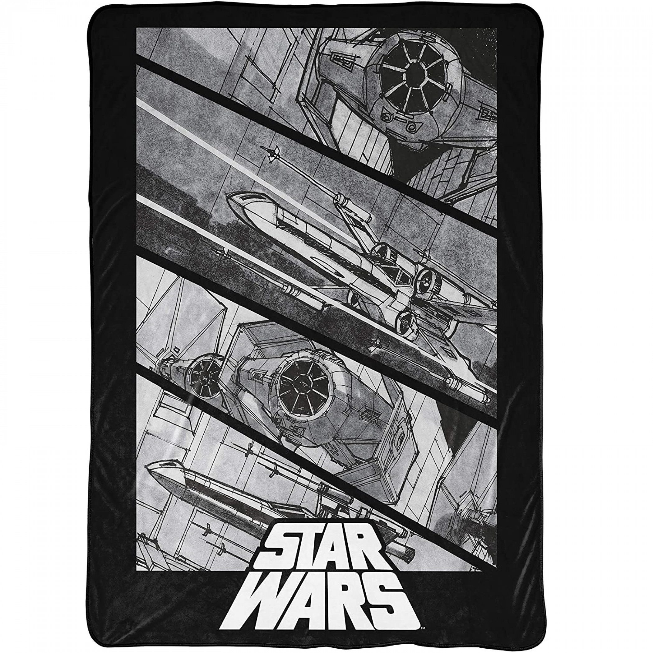 Star Wars Sketched Ships 60'x 90' Blanket, Black