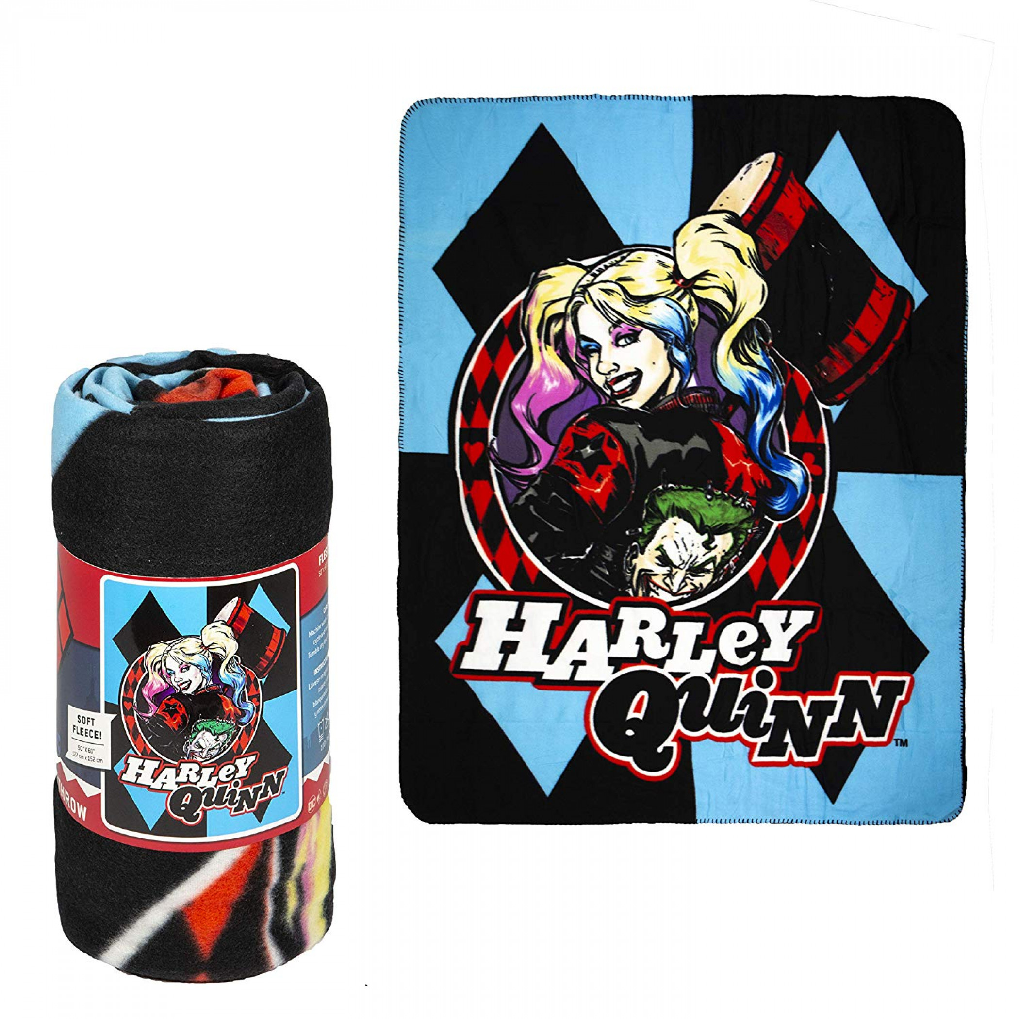 Harley Quinn Lightweight Faux Fur Fleece Large Throw Blanket, Blue