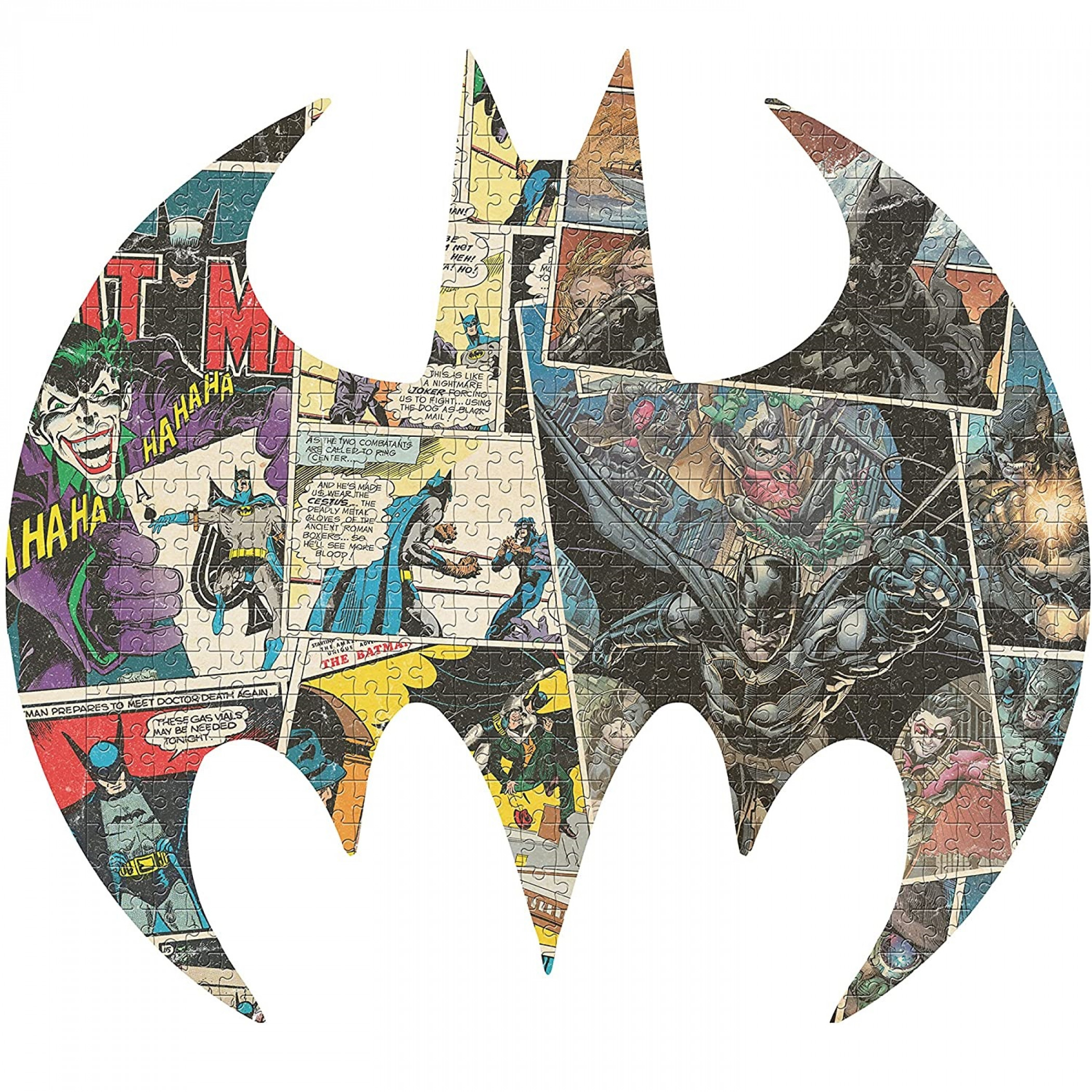 Batman Symbol Shaped Comic Strips 750 Piece Jigsaw Puzzle, Multi-Color