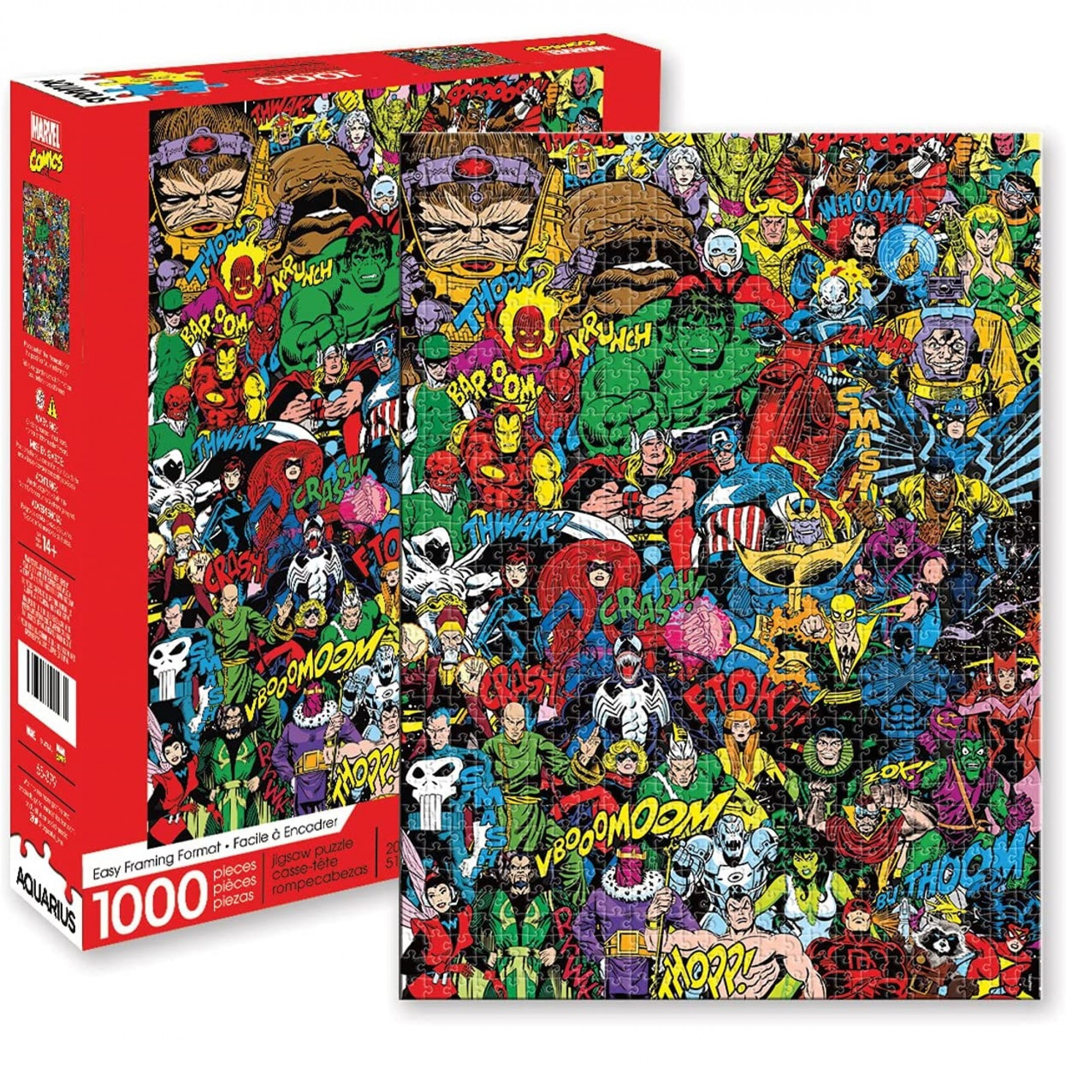 Marvel Retro Cast Character Lineup 1000 Piece Jigsaw Puzzle, Multi-Color