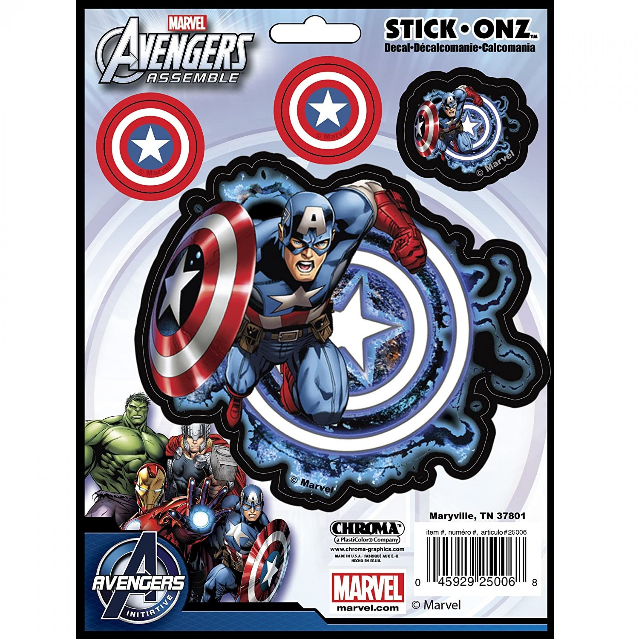Captain America Action Car Decal, Multi-Color