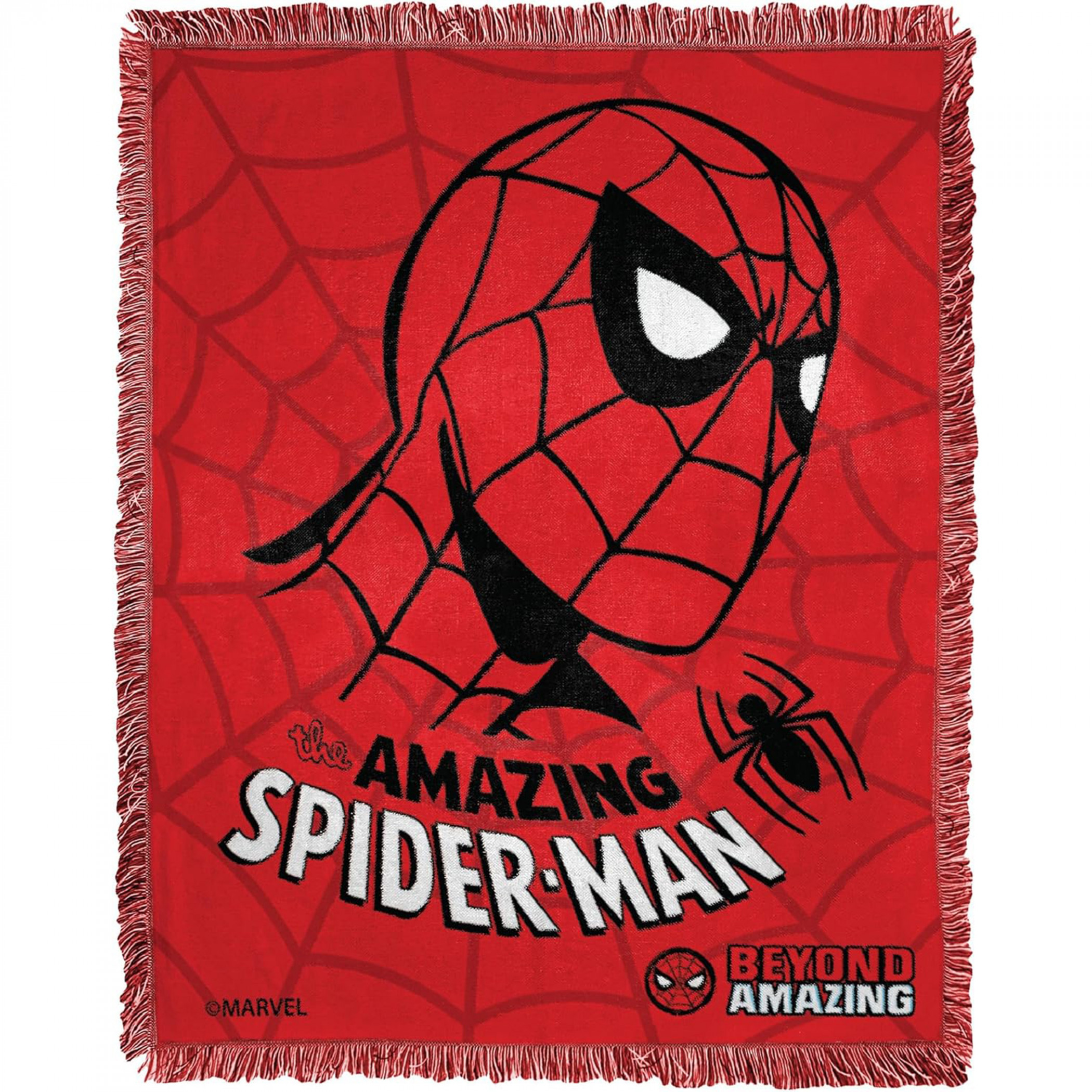 Spider-Man Bold Mask 46'x60' Woven Throw w/ Tassels, Red