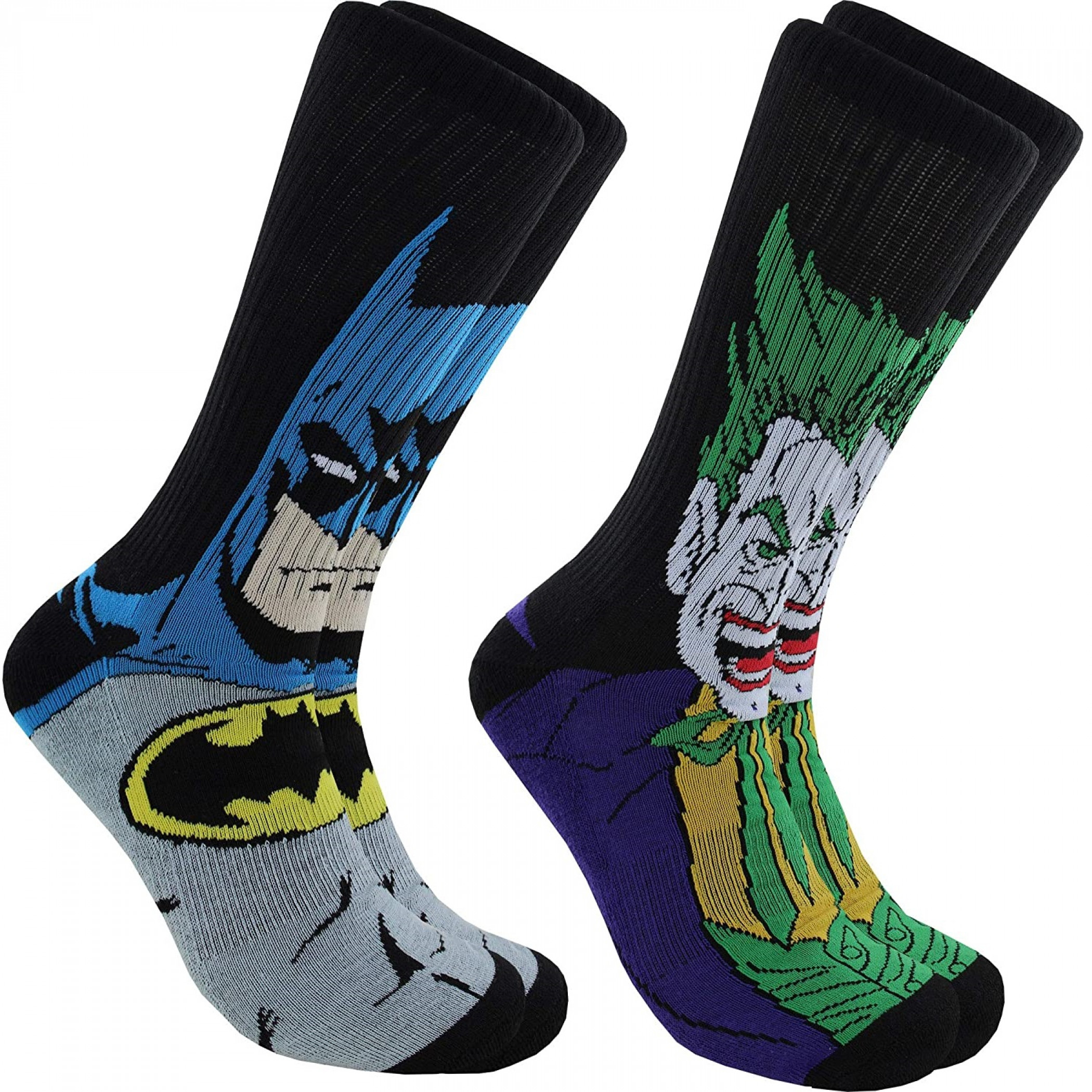 Batman And Joker Character Images 2-Pair Pack of Athletic Socks, Black