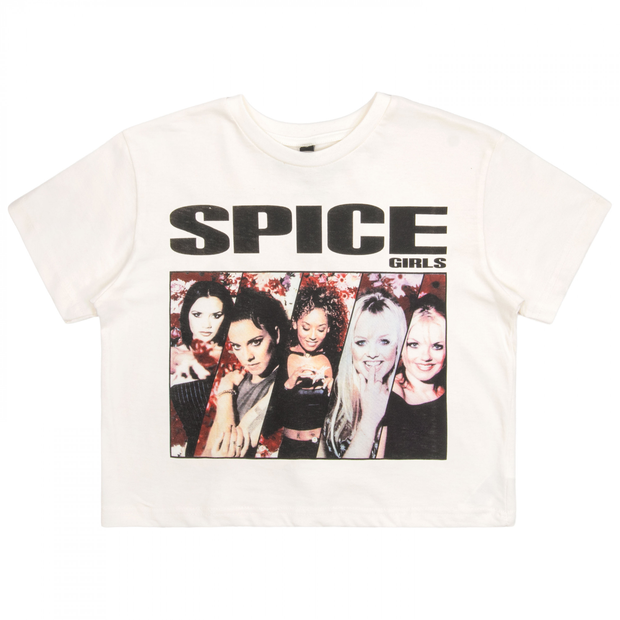 Spice Girls Collage Stone Washed Ladies Crop Top